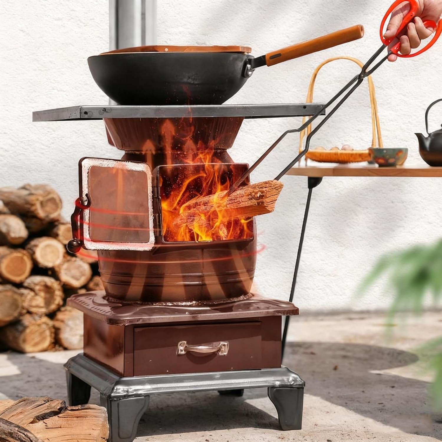 Portable Wood Burning Stove Hot Tent Stove for Outdoor Camping & Heating