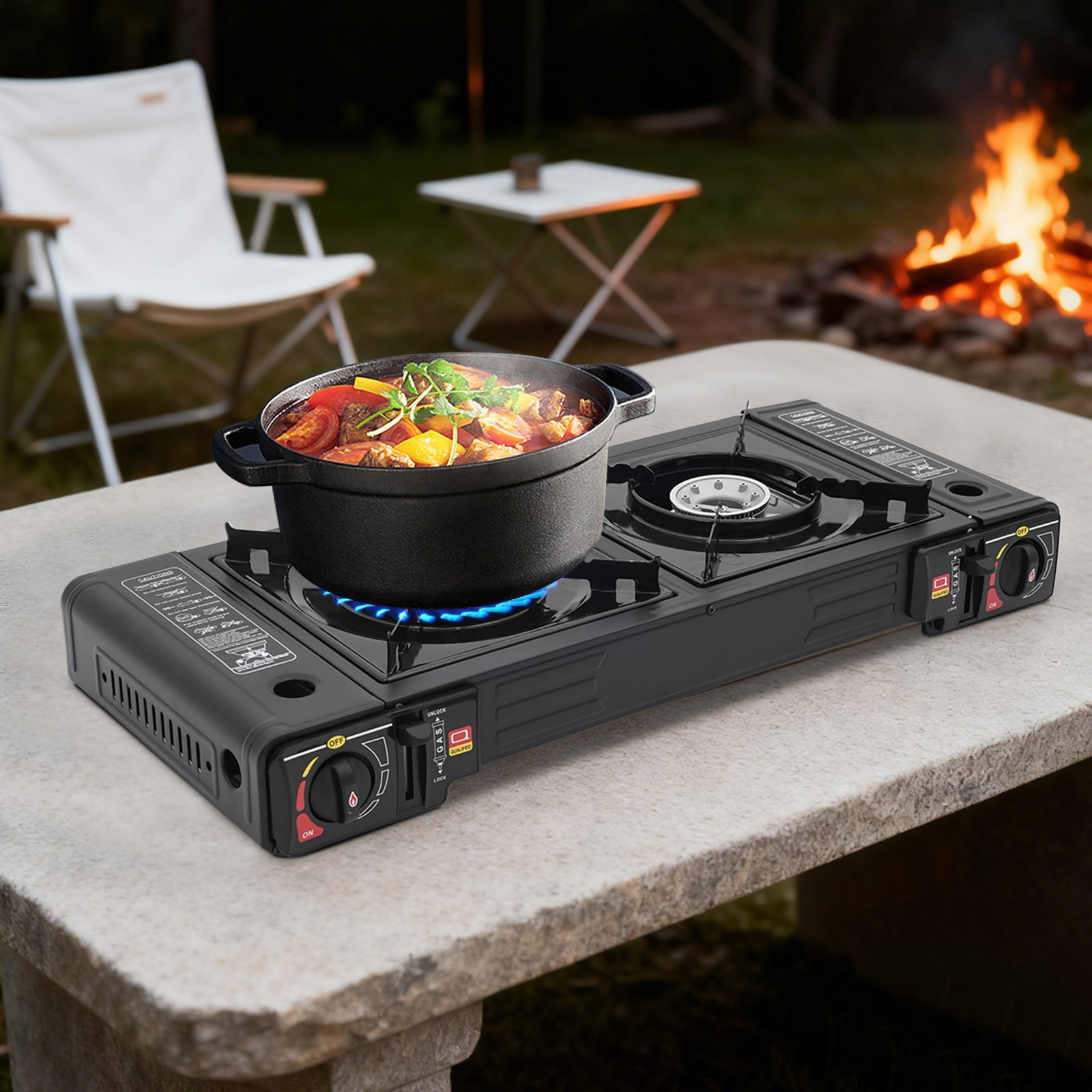 Double Burner Butane Stove Camping Stove Butane for indoor and outdoor use