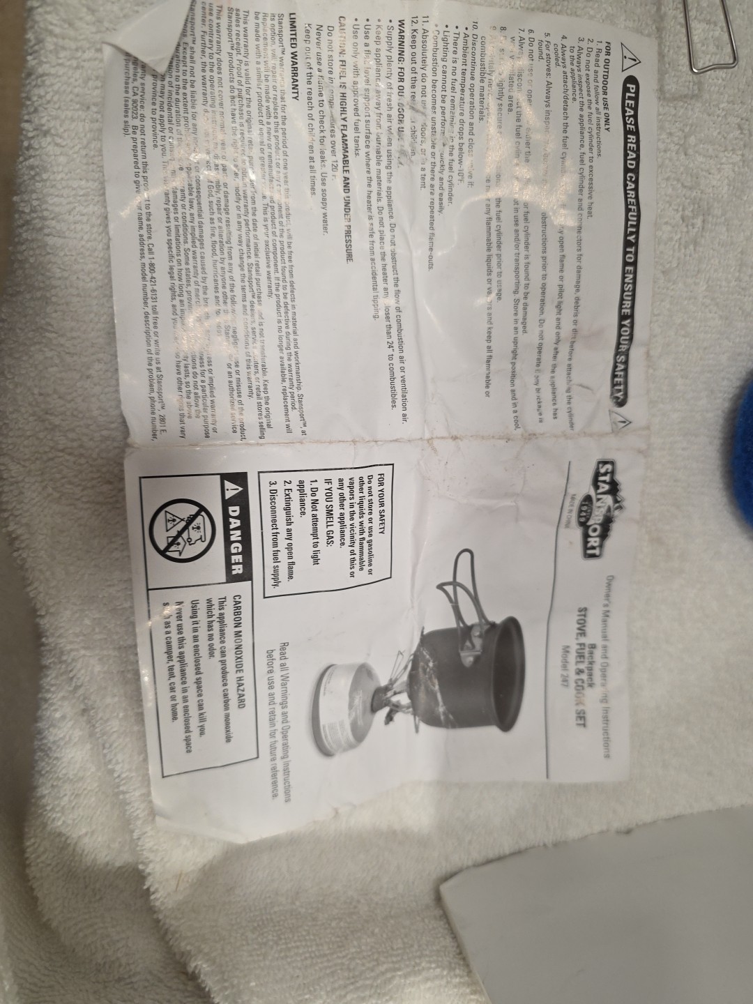 Stansport Backpacking Stove Cook Set Camping 10,000 BTU #247