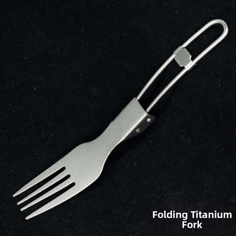Pure Titanium Portable Fork and Spoon Set Lightweight 17.9g for Backpacking