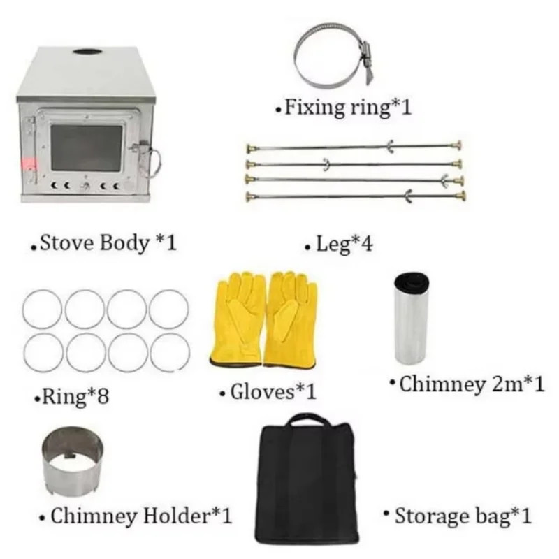 Titanium Alloy Folding Tent Stove Portable Wood Burning Camping Heater Glass