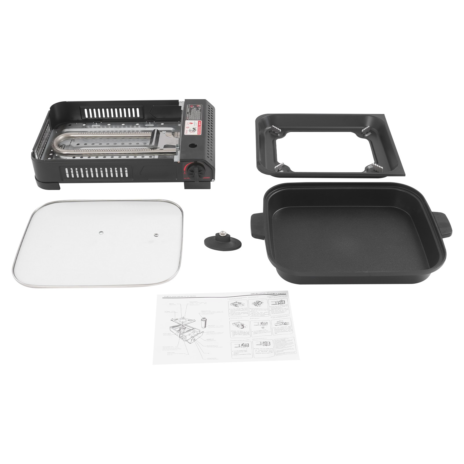 Portable Butane Stove with Grill Pan Camping Gas Stove Gas Grill Stove