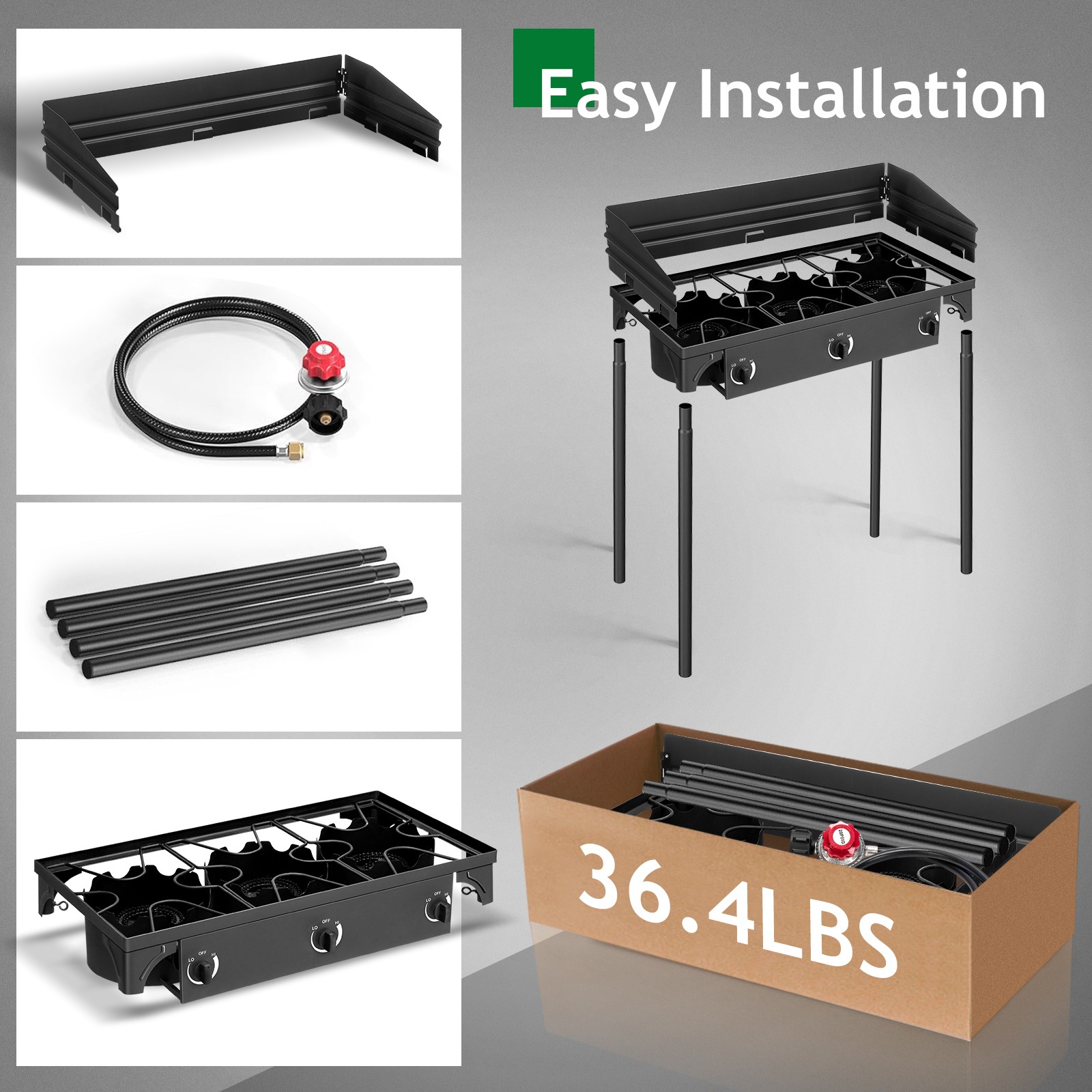 Portable Propane 225,000-BTU 2 Burner Gas Cooker Outdoor Camping Stove Grill