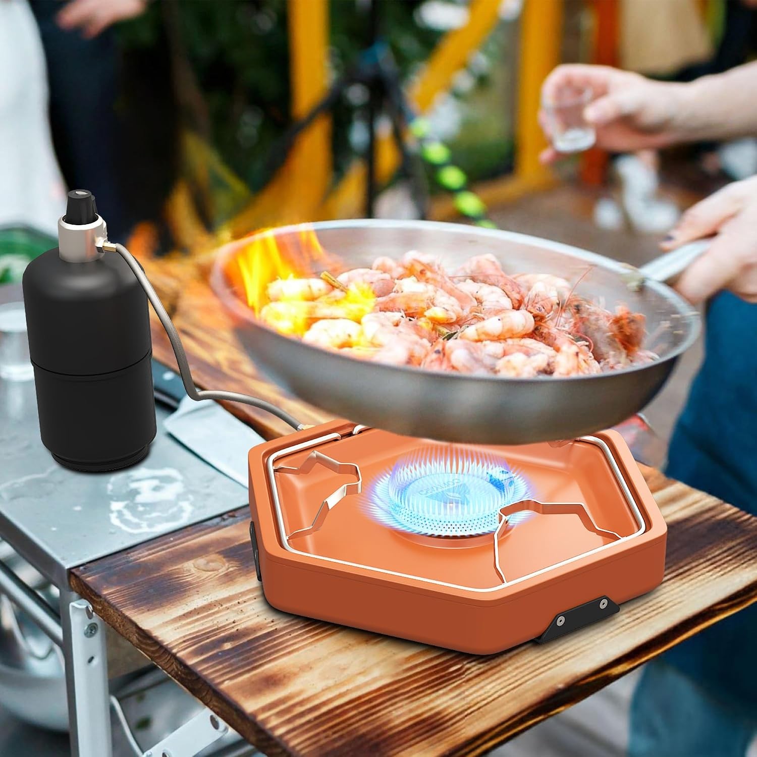 1-Burner Propane Stove Portable Camping Stove W/ Carry Strap Backpacking Camp