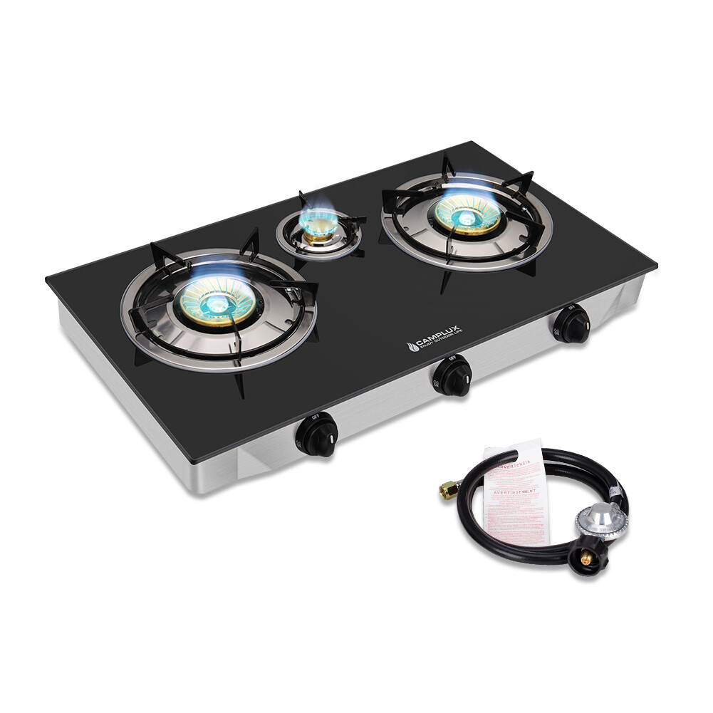 Camplux Portable Gas Cooktop 3 Burners Propane LPG Camping Stove Stand Outdoor