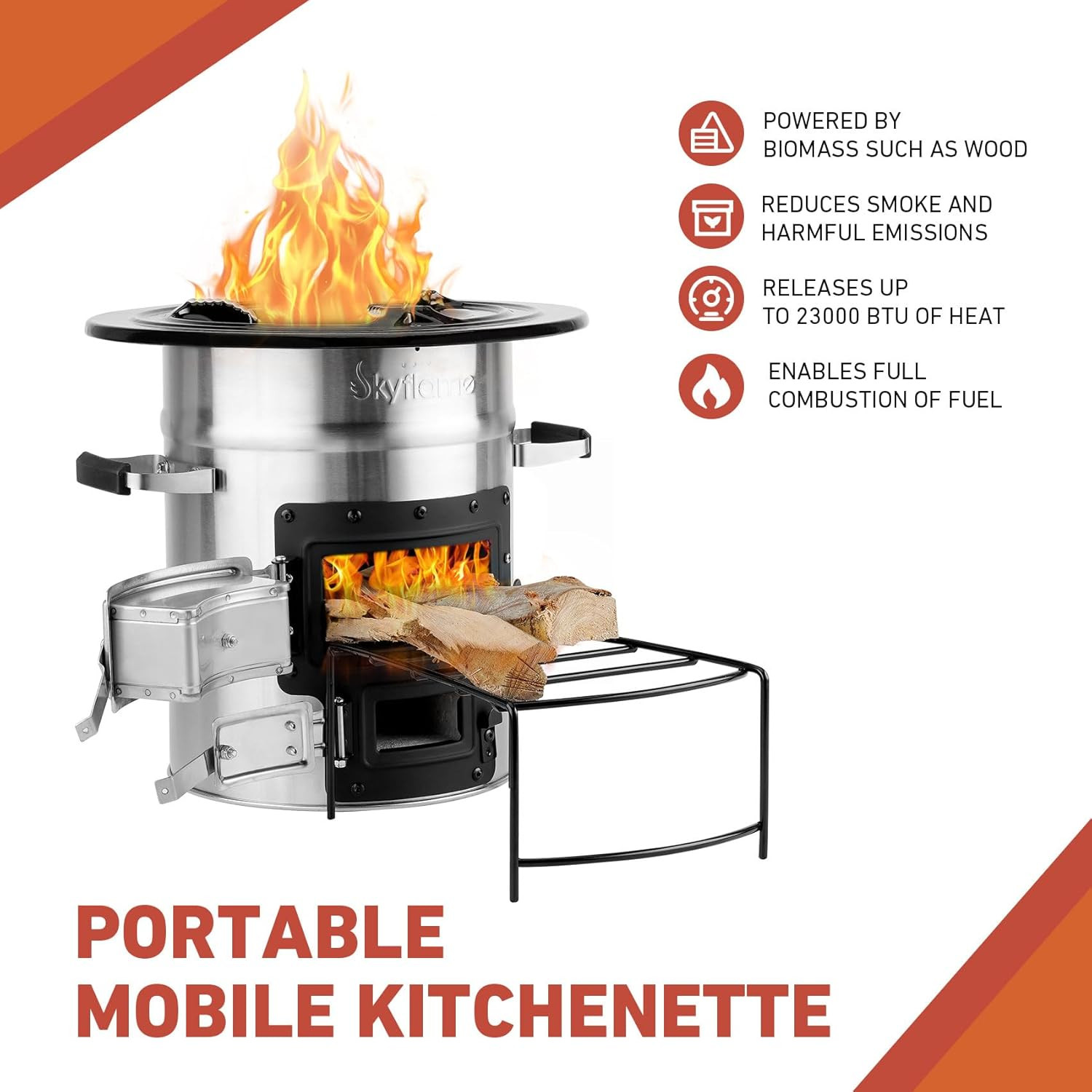 Portable Stainless Steel Camping Rocket Stove for Outdoor Adventures