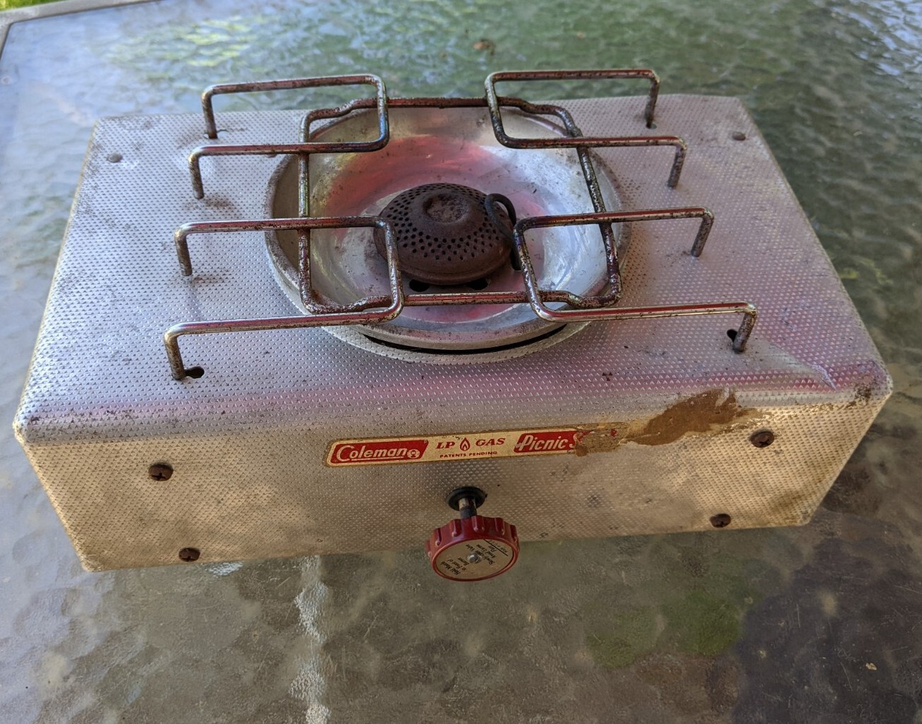 Vintage Çoleman Picnic Camp Stove LP Gas #5404 Single Burner Aluminum Working