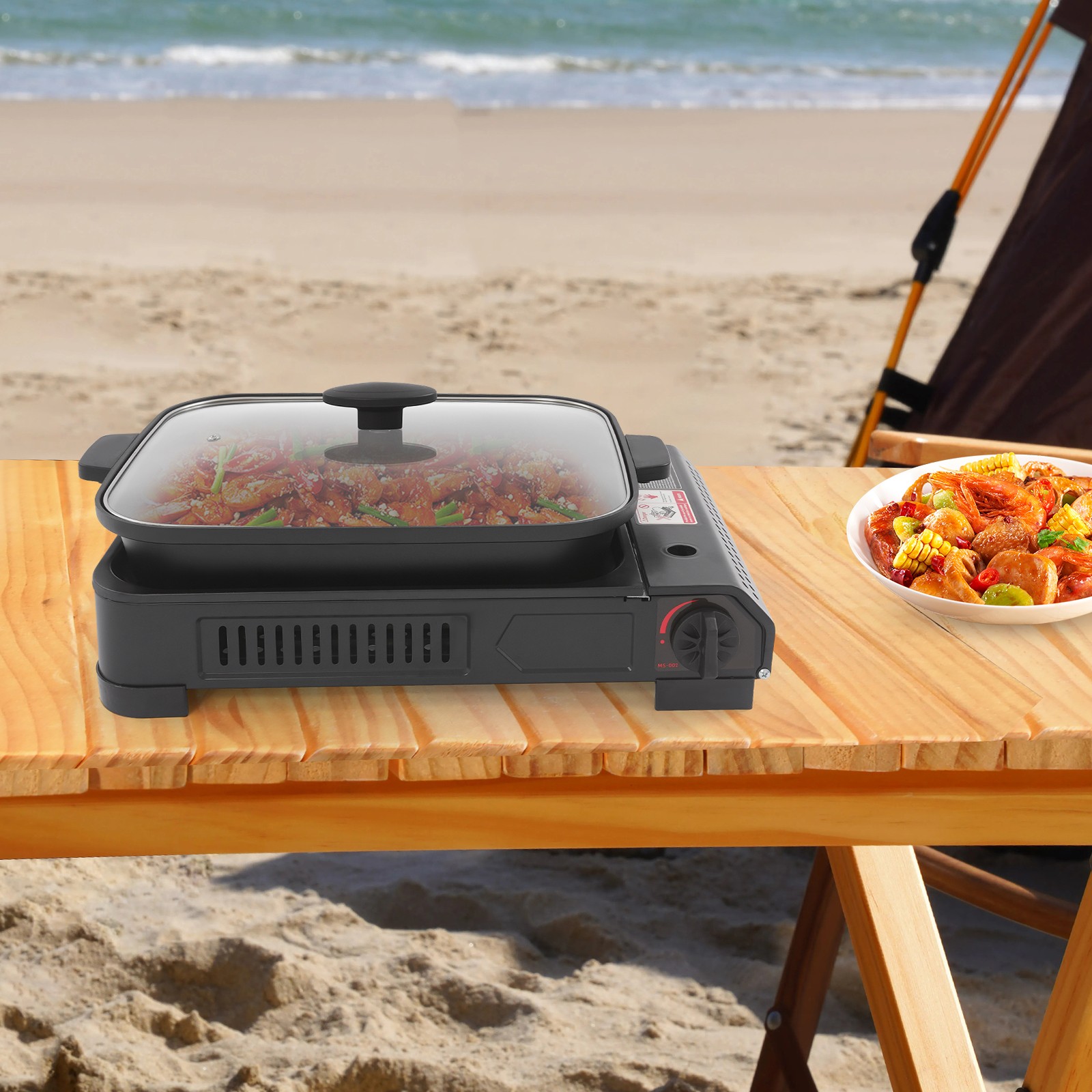 Portable Butane Stove with Grill Pan Camping Gas Stove Gas Grill Stove