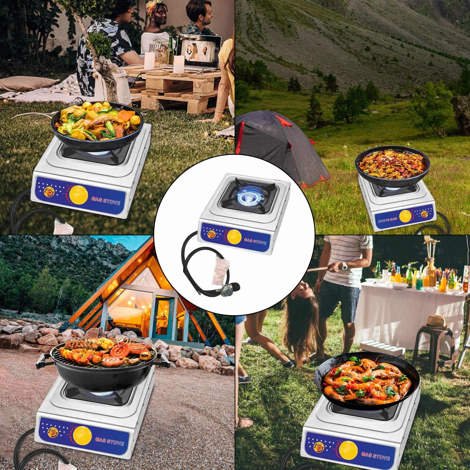 Propane Gas Stove 10000 BTU Single Burner Stainless Steel Cooktop Portable Ou…