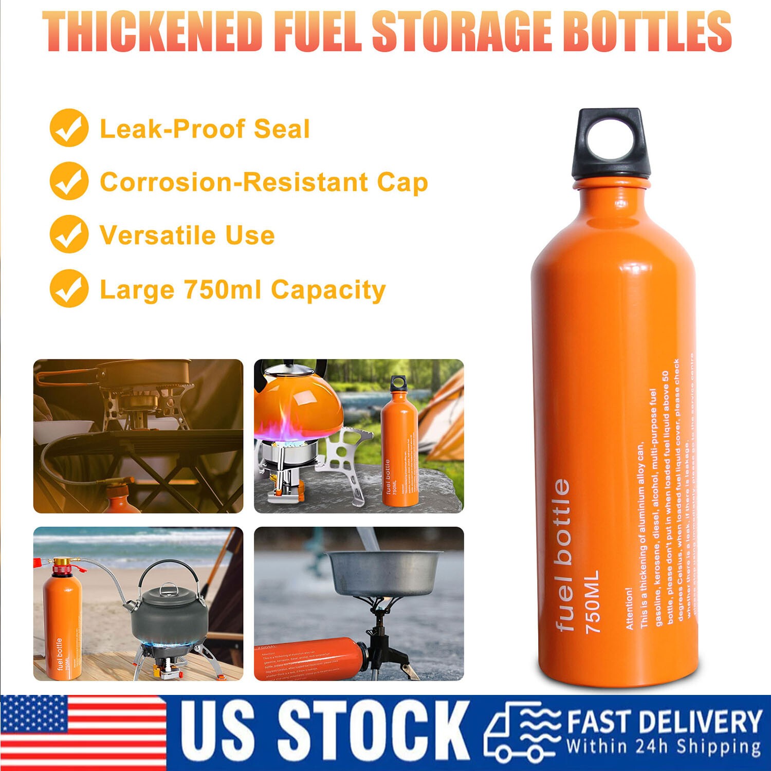 750ml Petrol Storage Tank Portable Outdoor Camping Fuel Bottle For Camping