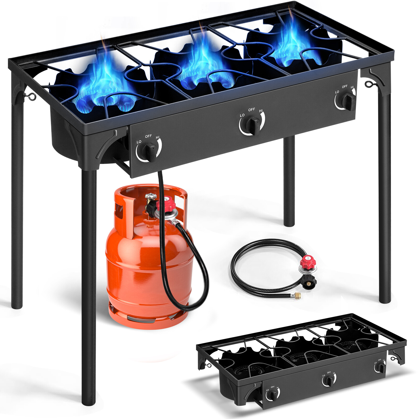 Zokop Propane 7.5W-22.5 BTU 3 Size Gas Burners Outdoor Cooker Stove BBQ Grill US