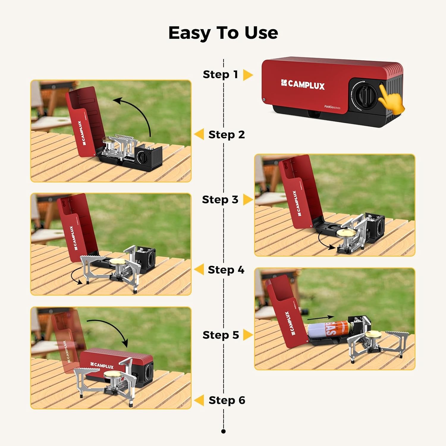 Folding Camping Stove 7500 BTU Portable Butane Gas Stove Foldable