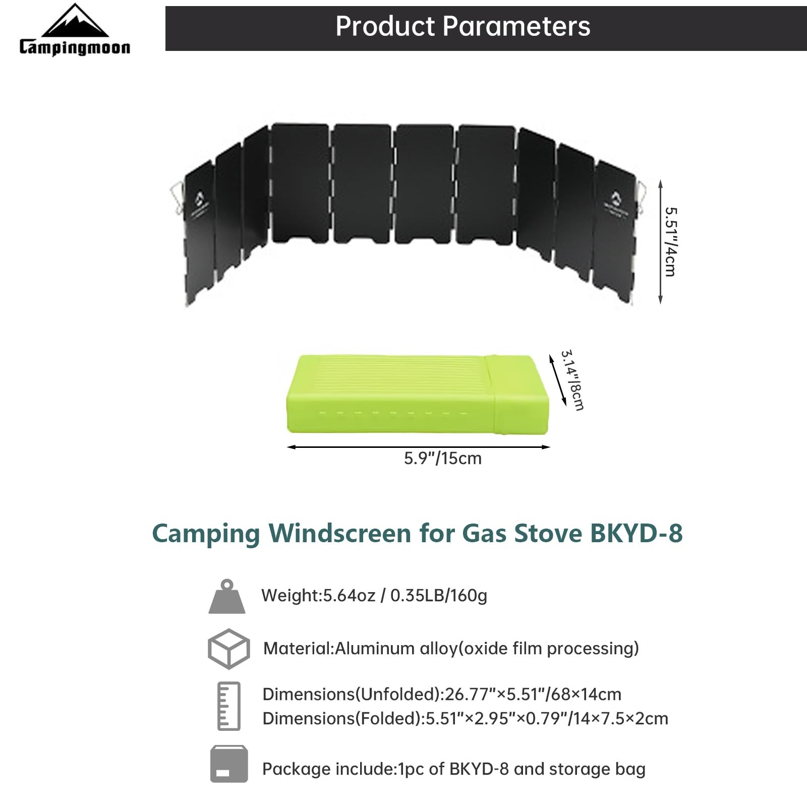 Campingmoon Camp Stove Windscreen,Foldable Aluminum Alloy 10 Plates Wind Shie…