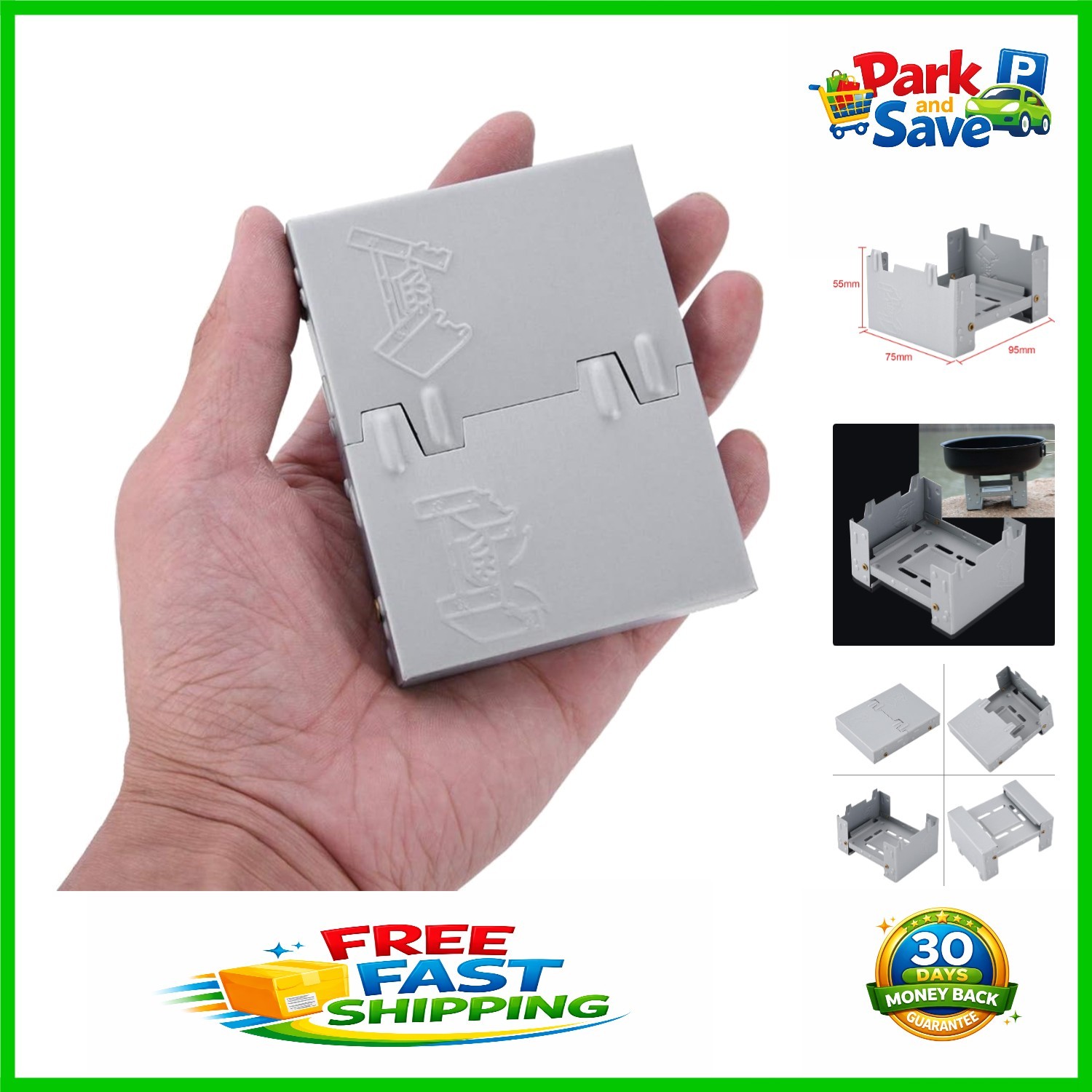 Multifunctional Pocket Stove 3.74″l x 2.95″w – Perfect for Travelers and Campers