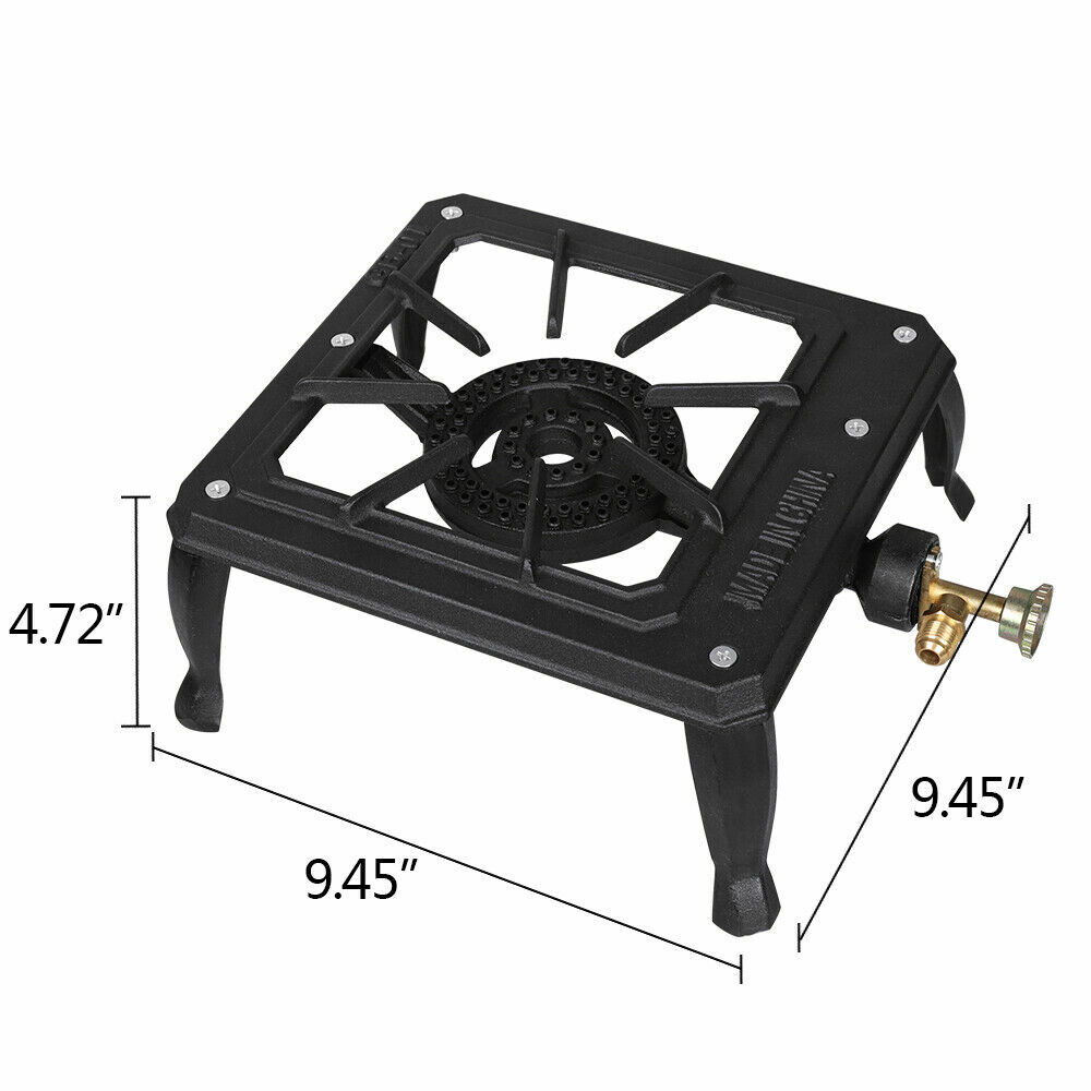 Single Burner Camping Stove Cast Iron Propane Gas LPG Outdoor BBQ Cooker US