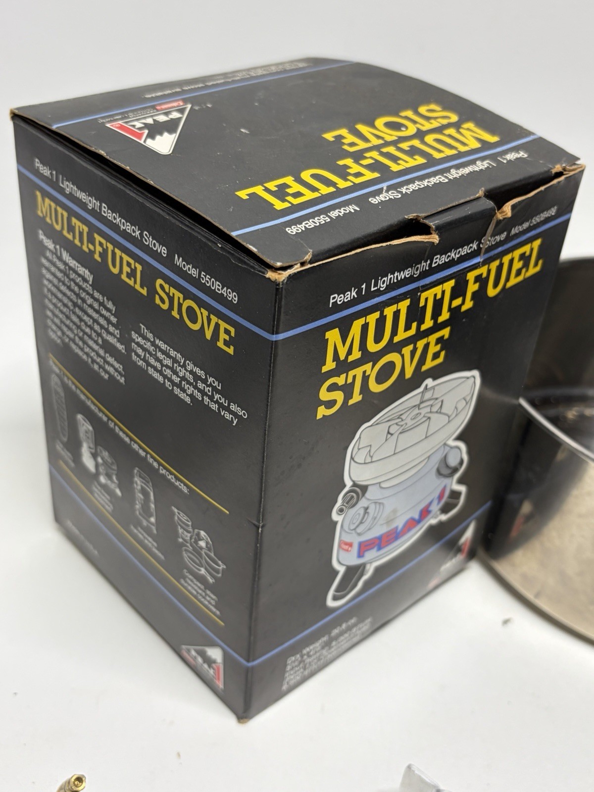 Vintage Coleman 550B499 Peak 1 Multi Fuel Lightweight Backpack Stove w/ Case Box
