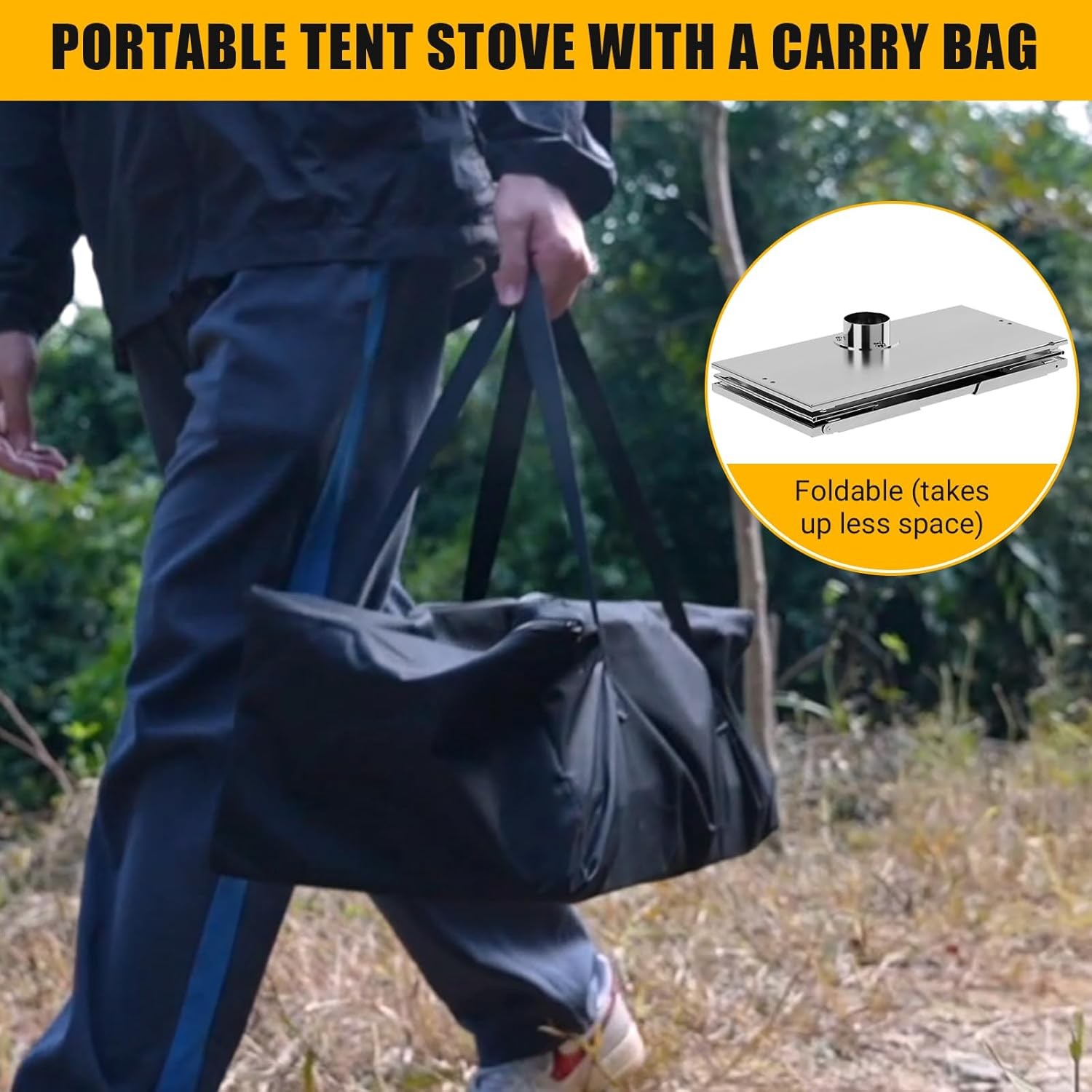 Portable Hot Tent Stove,Stainless Steel Stove with Pipe Bag,Backpacking,Heating