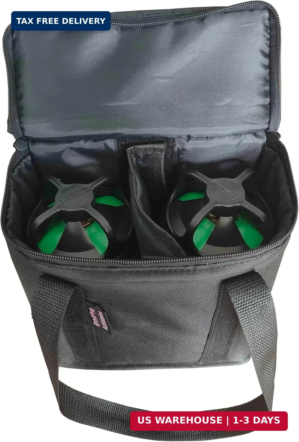 BroilPro Propane Tank Bag for 2-Pack 1 lb Refillable Cylinders – Waterproof 600D