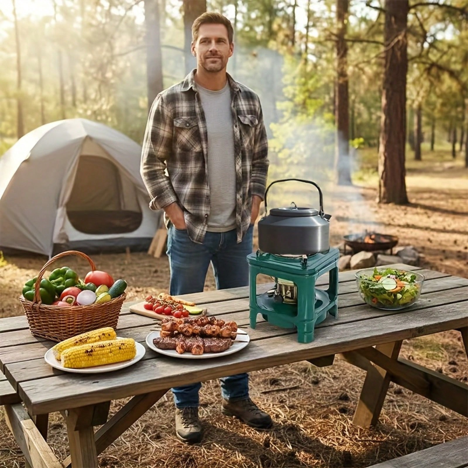 This 16-Burner Stove Is A Outdoor Heating And Cooking Suitable For 2-3 People