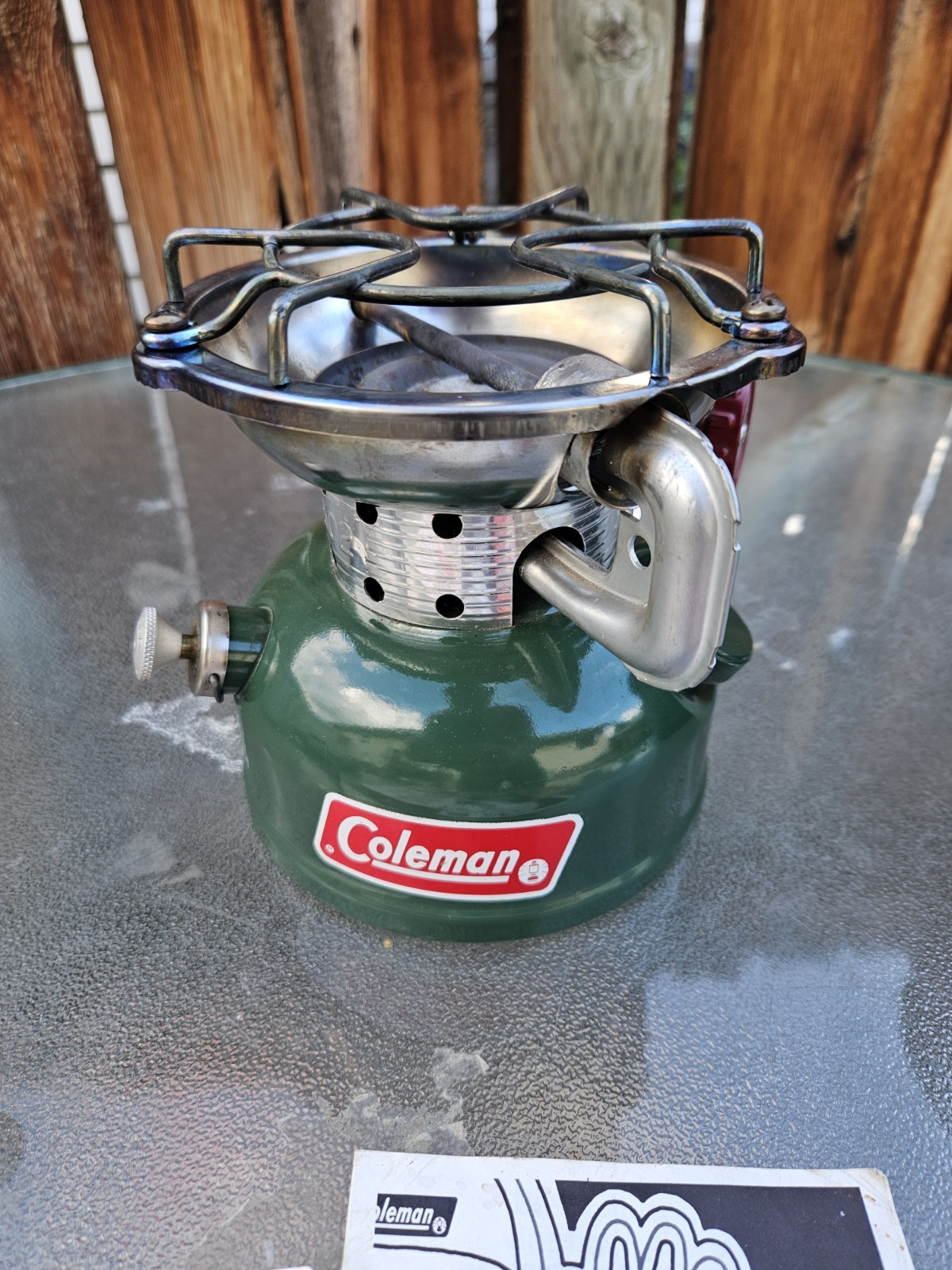 1974 COLEMAN 502 Single Burner Camp Stove With Aluminum Cook Kit Case Heat Drum