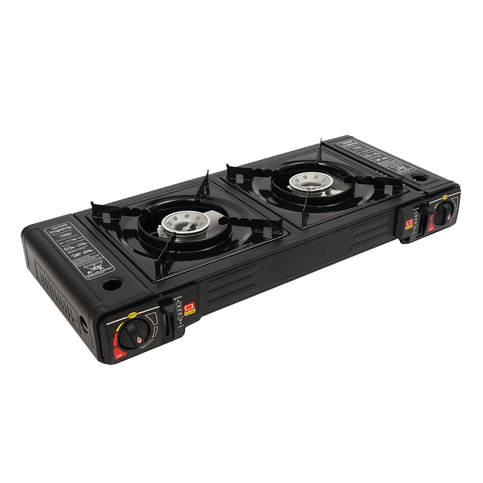 2-Burner Portable Butane Camping Stove for Outdoor Cooking with Carrying Case