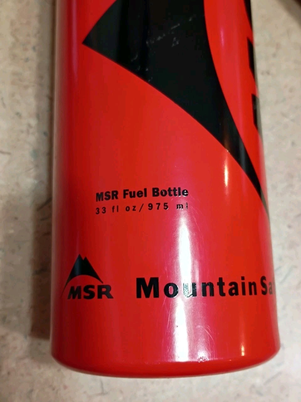 MSR 33oz. Red Aluminum Camping Stove Fuel Bottle w/ Protective Leather Holder