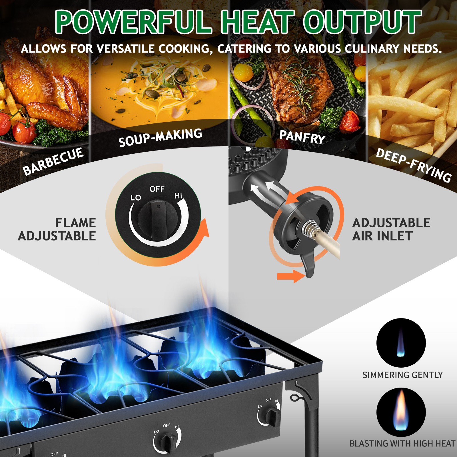 225,000 BTU Propane Stove 3 Burner Gas Outdoor Portable Camping BBQ Grill Picnic