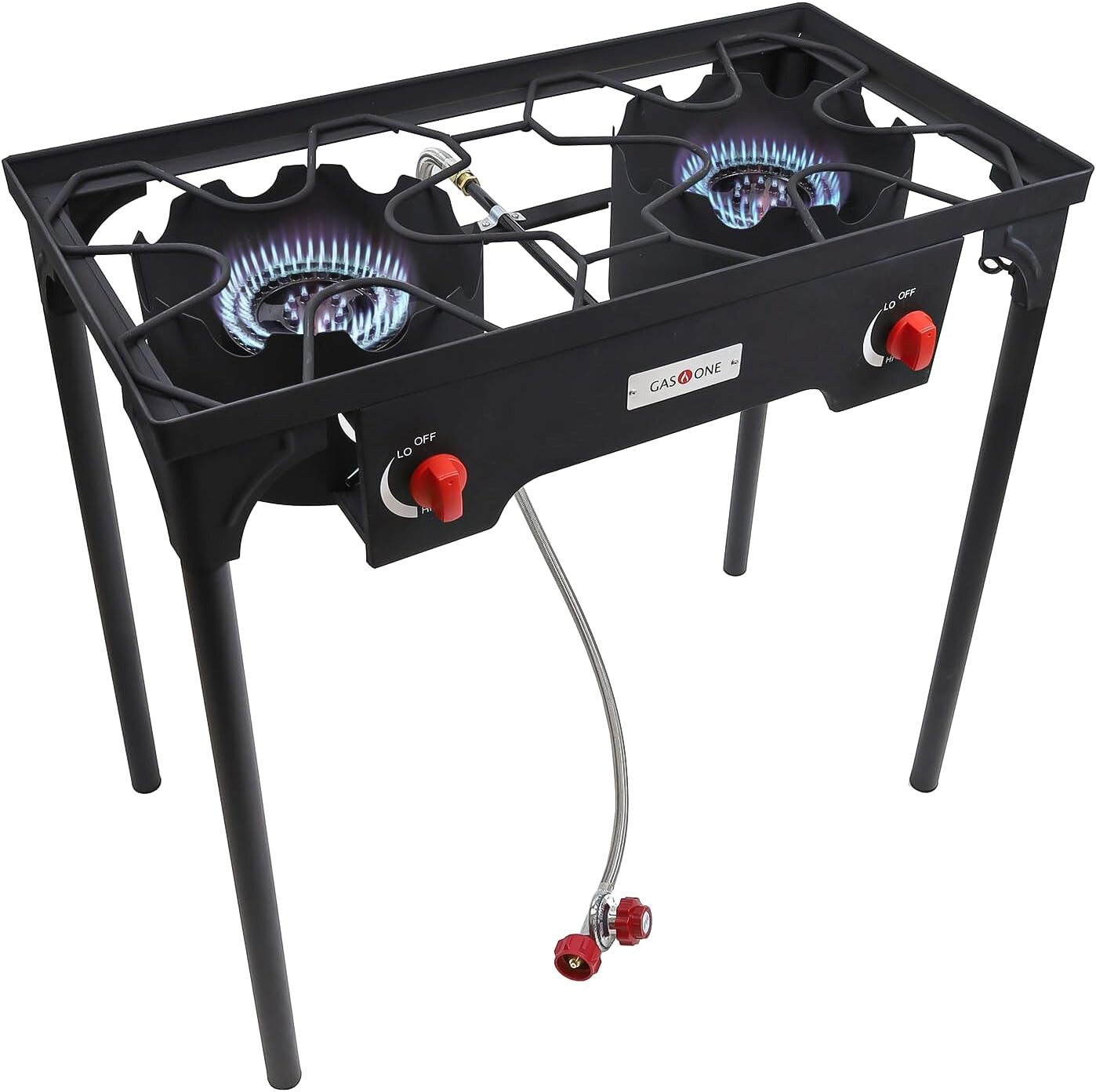 High Output Double Burner Stove with Steel Braided Hose – Tailgating Essential