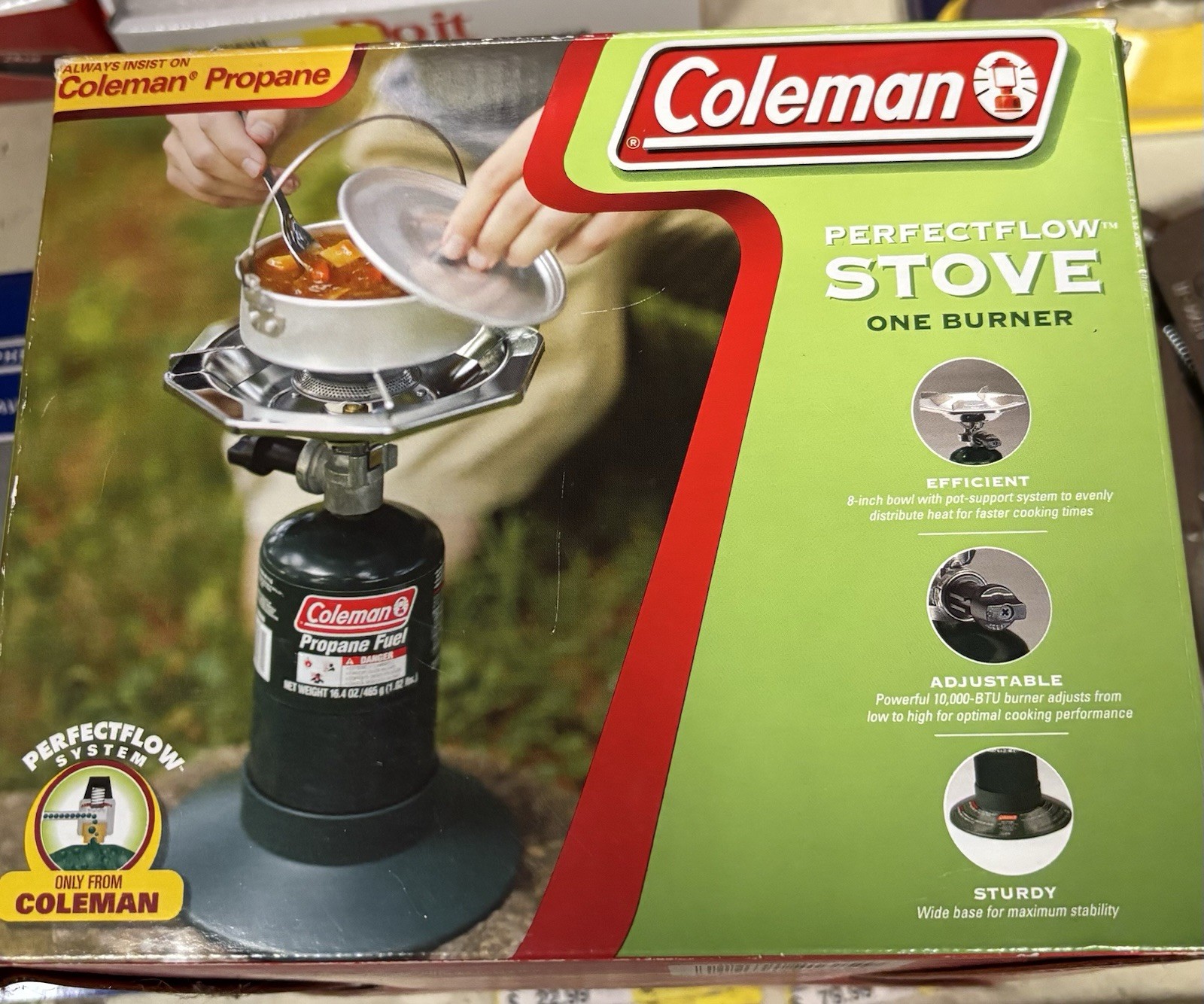 Coleman PerfectFlow Stove One Burner Portable Propane Canister Camping 10000 BTU