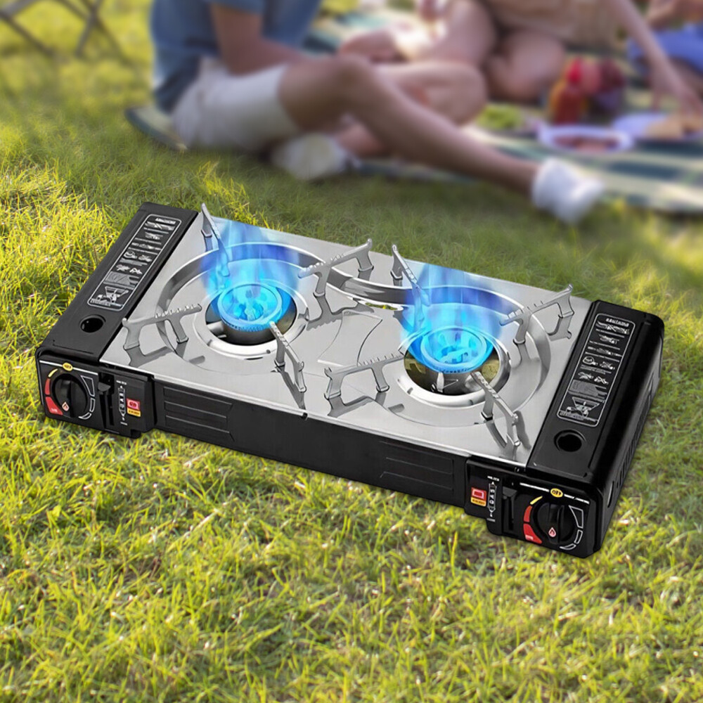 5600W Camping Stove Double Burner Propane&Butane Dual Fuel Brass Cooking Burner