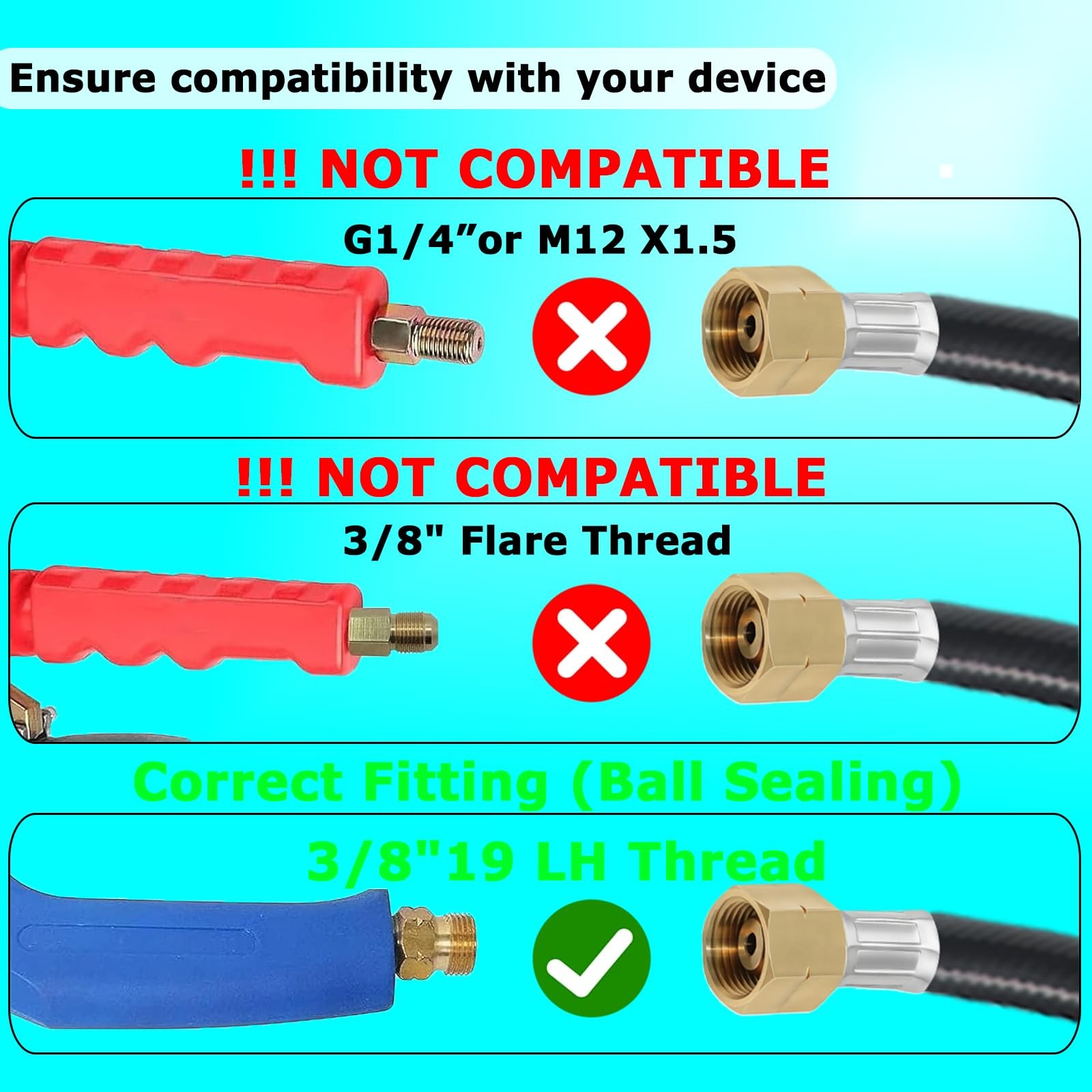 12FT Propane Torch Hose, G3/8″-19 Thread Weed Burner Flame 12 Feet, ‎Black