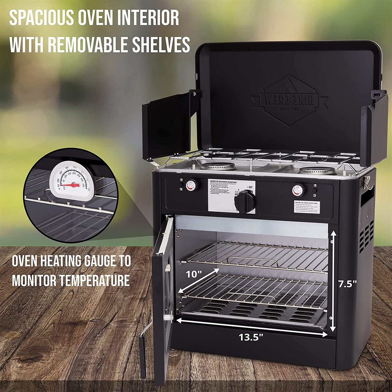 Hike Crew 2-in-1 Gas Camping Portable Propane Stove & Oven with Grill