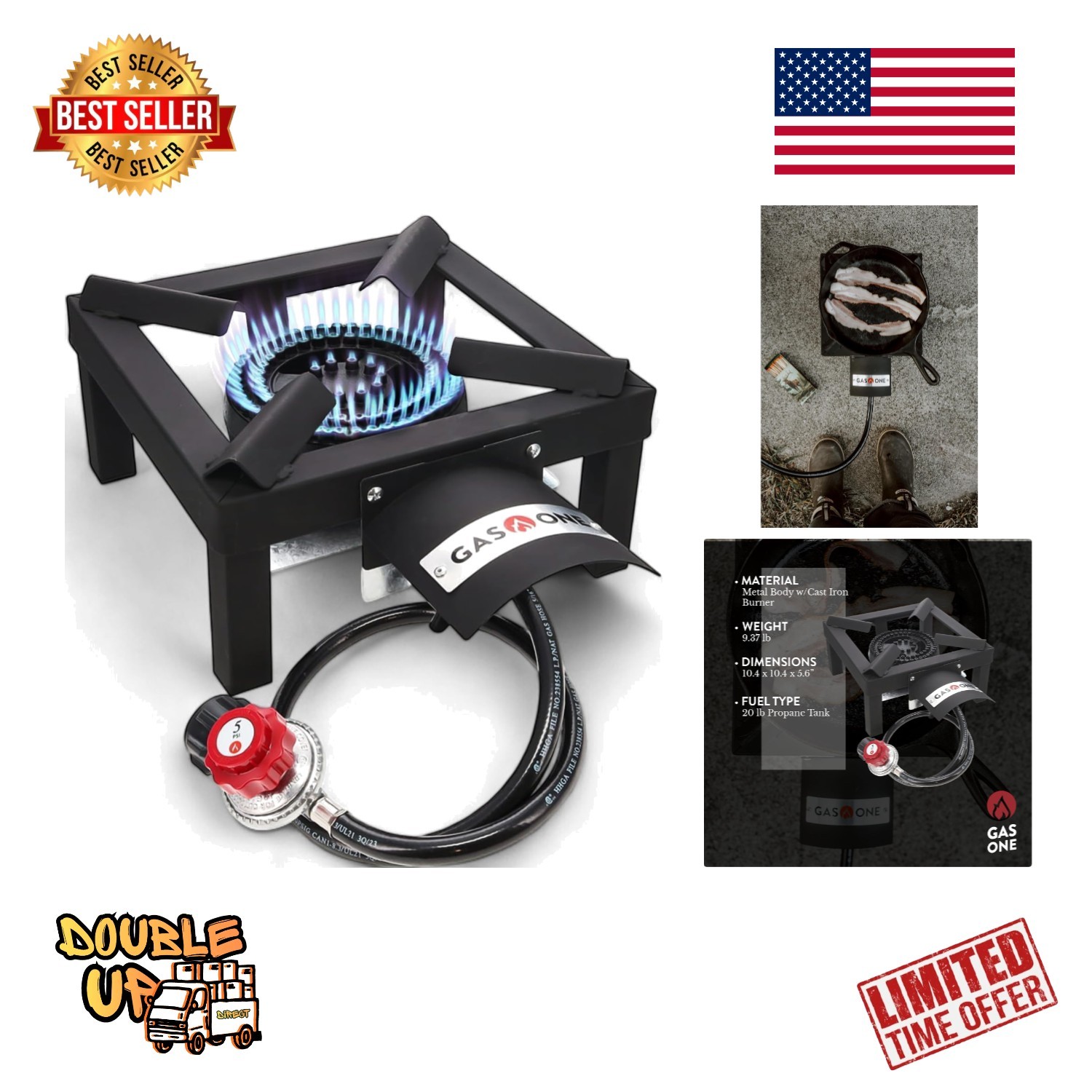 Compact High-Output Propane Burner – Ideal for Camping & Tailgating Adventures