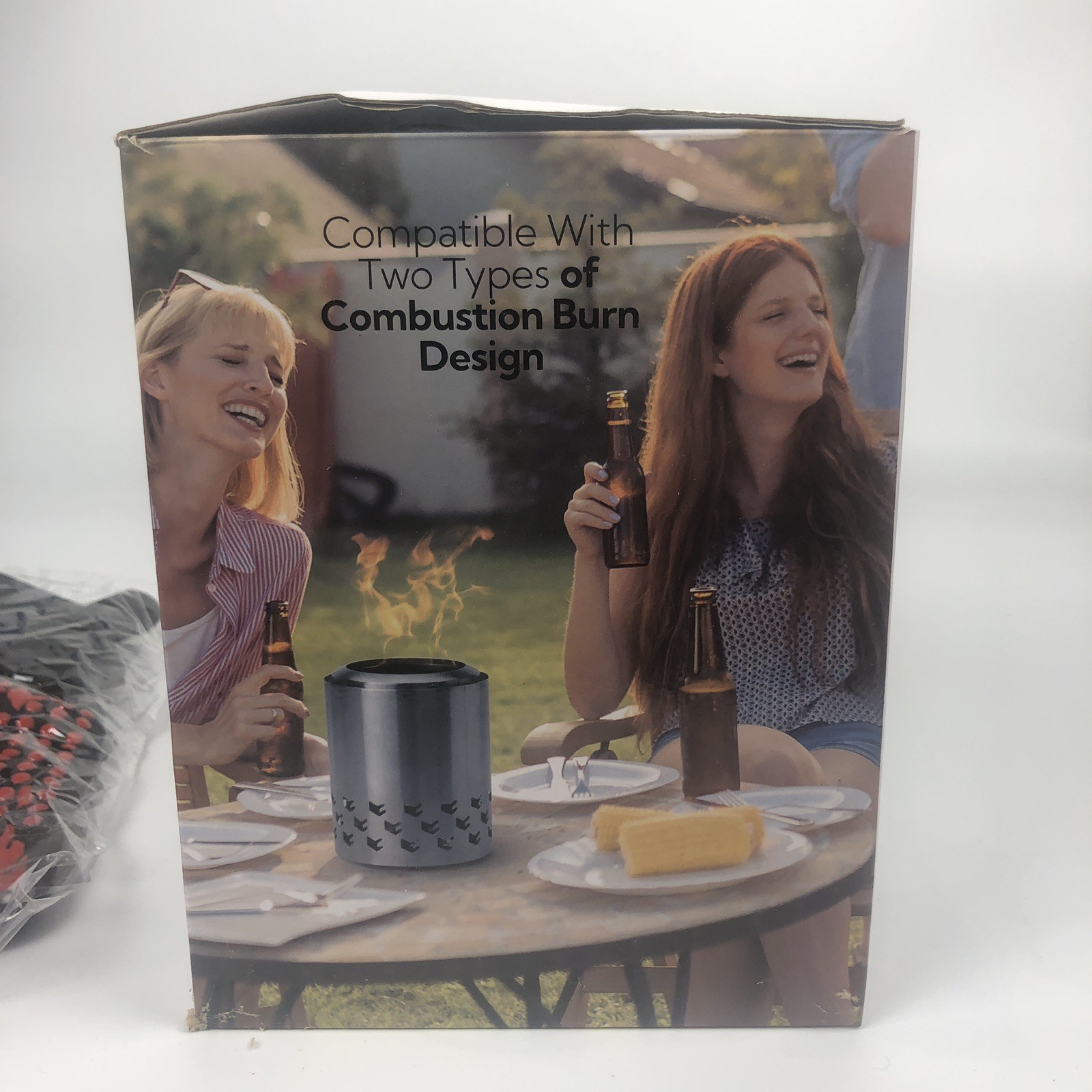 Table-Top Fire Pit Wood-Burning Camp Stove Telescoping Skewers Mitt S’mores READ