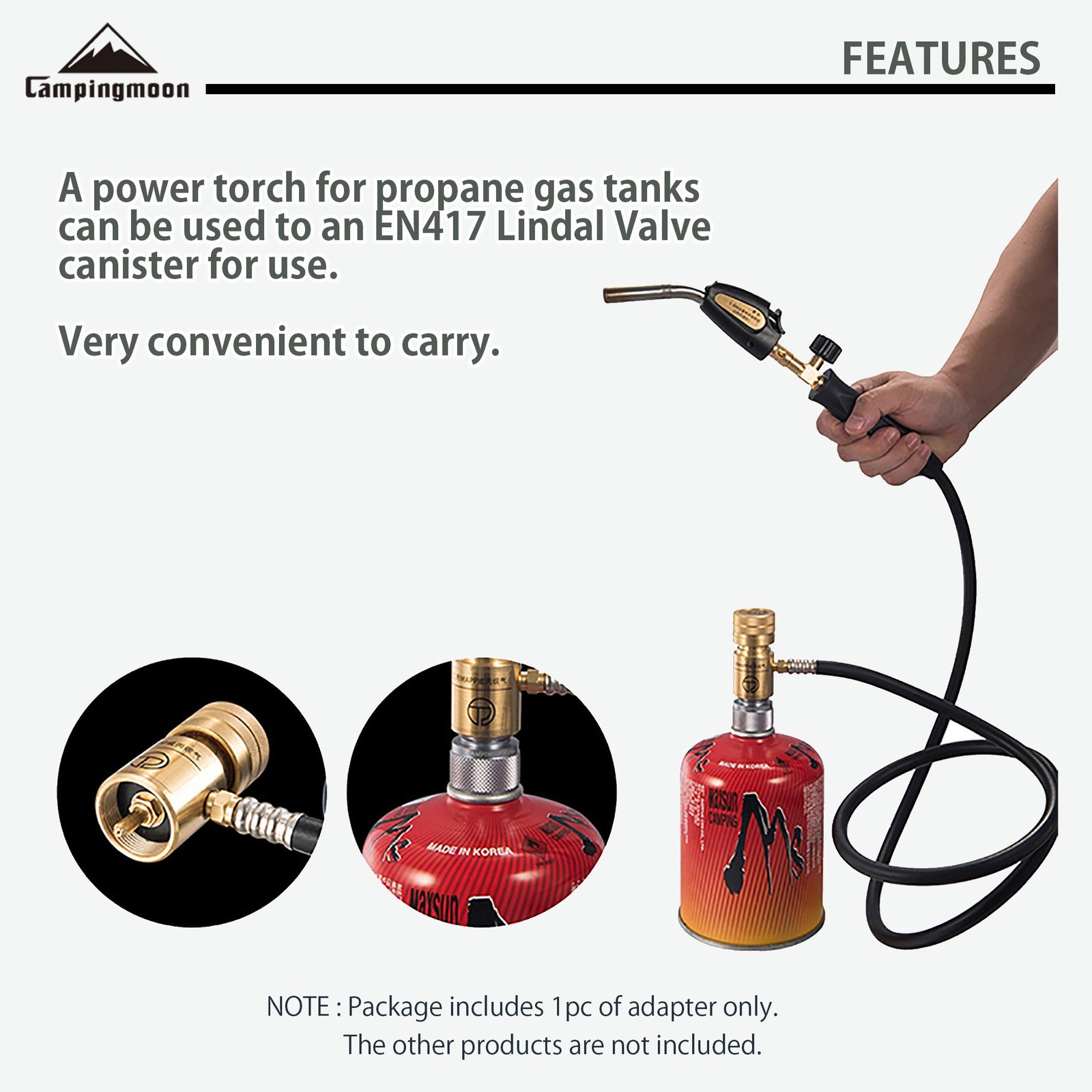 CAMPINGMOON Camping Grill Propane Gas Stove Adapter, Input: EN417 Lindal Valv…