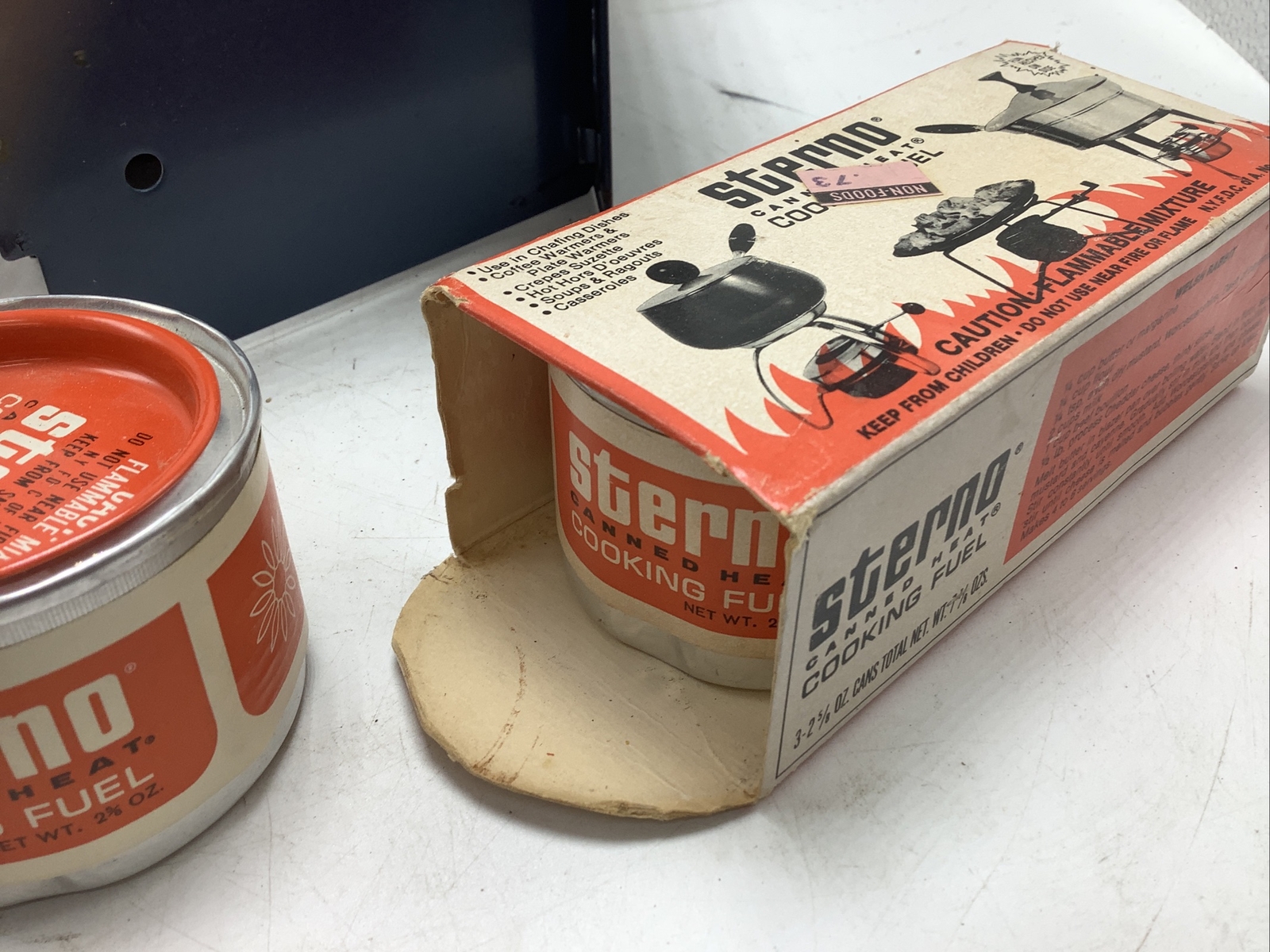 Bundle Vintage Sterno Folding Cook Stove No. 33 w/ Box and 4 cans cooking fuel