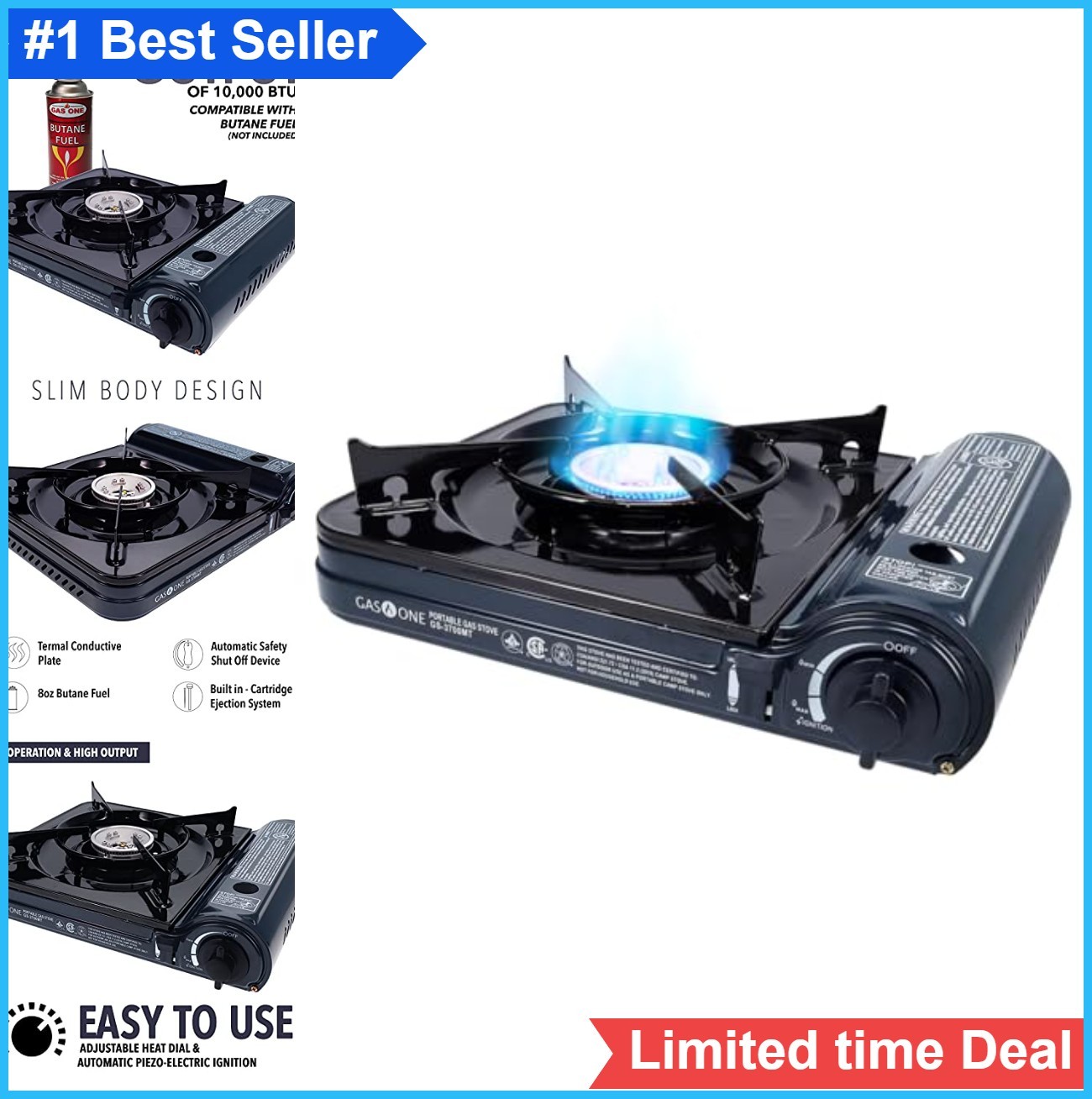 Portable Butane Stove 10000 BTU Camping Stove with Carrying Case CSA Listed