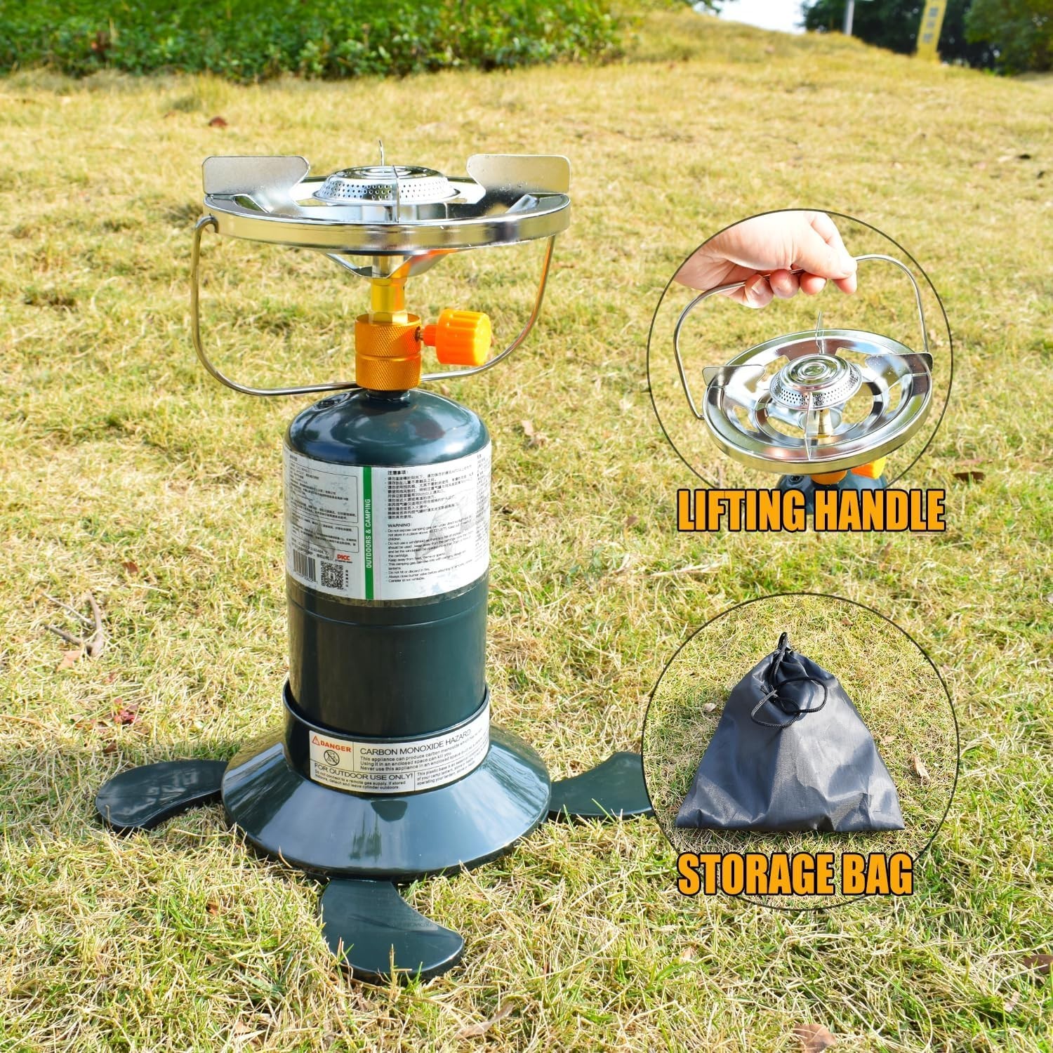 Portable 10,000 BTU Camping Propane Stove Set w/ Carry Case & Adjustable Burner