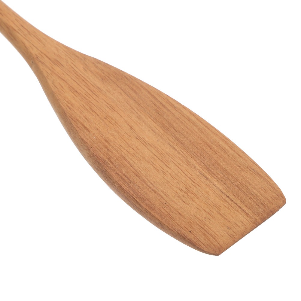 2pcs Wooden Kitchen Flat Spatula – Long Handle Mixing Spoons for Baking,