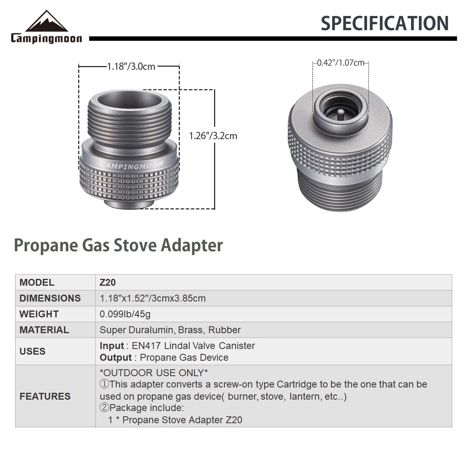 CAMPINGMOON Camping Grill Propane Gas Stove Adapter, Input: EN417 Lindal Valv…