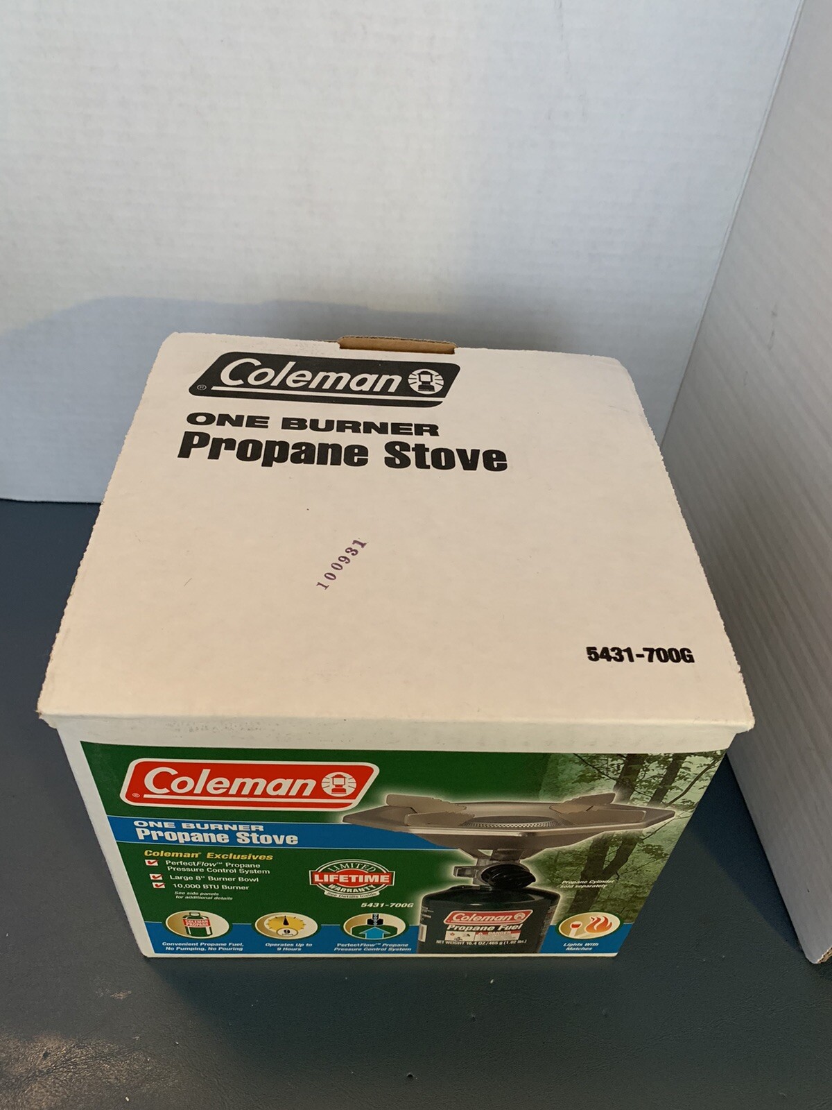 COLEMAN – ONE BURNER PROPANE STOVE (#5431-700G) 10,000 BTU With Original Box NIB