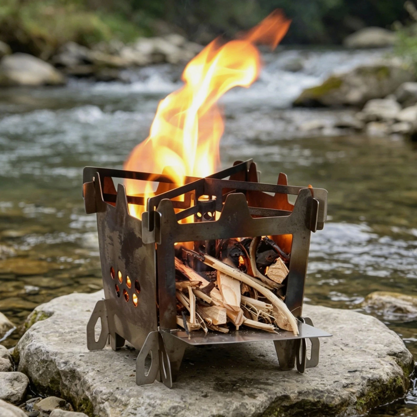 Stainless Steel Flat Packing Secondary Combustion Wood Stove. Only 1 lb 3 oz.