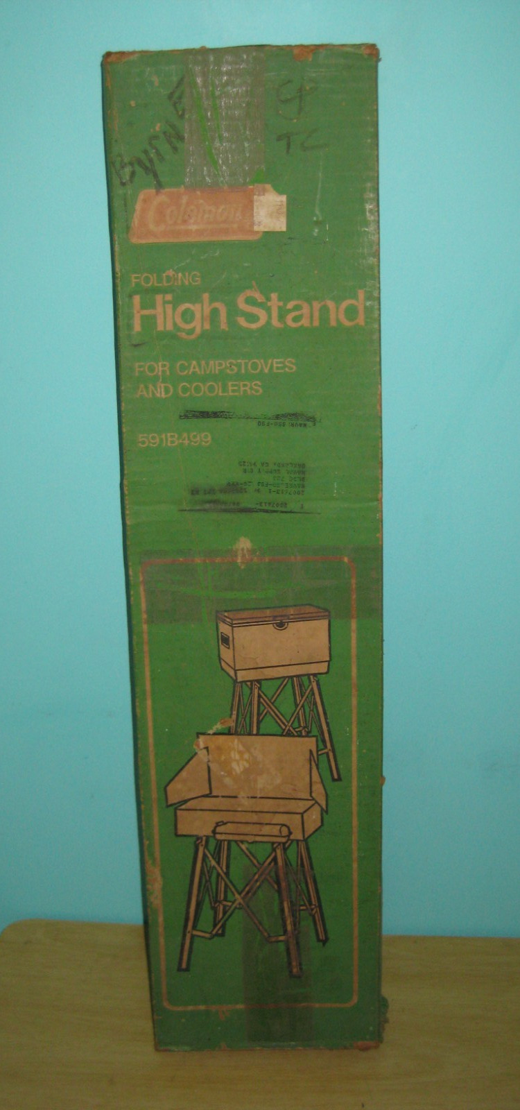 Vintage COLEMAN 591B499 Folding Stand Aluminum Camp Stove Cooler Original Box