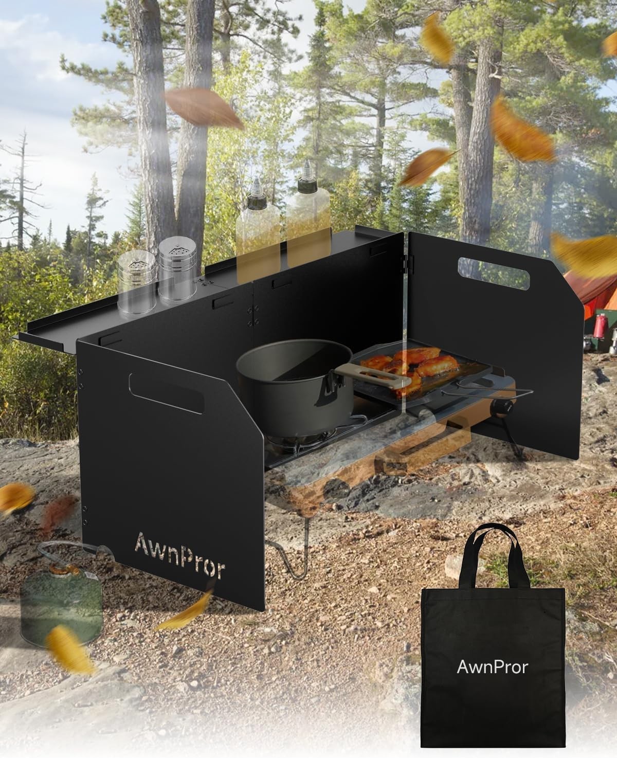 Aluminum Camping Stove Windscreen,Lightweight Foldable Outdoor Wind Blocker Gas