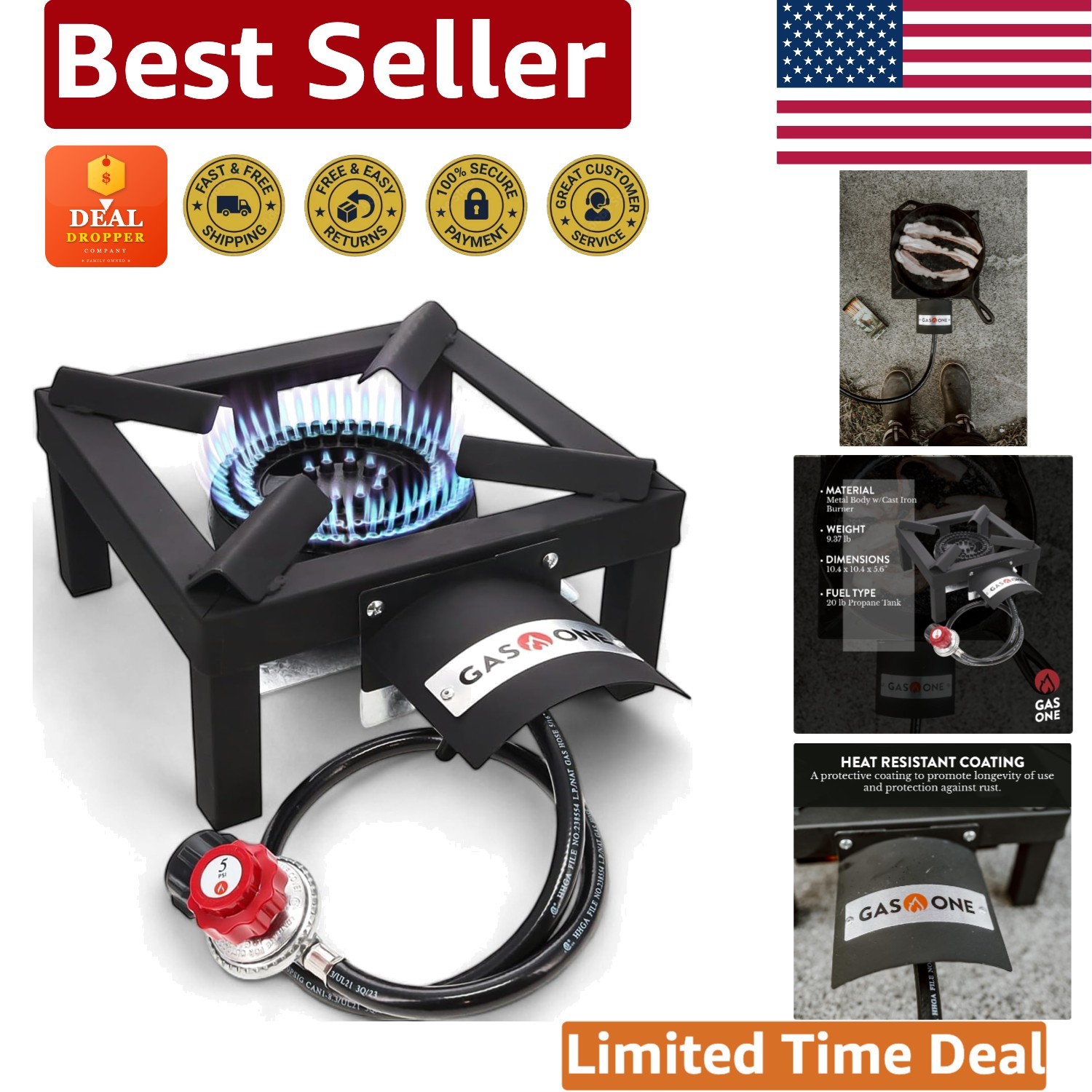 Patented High-Output Propane Burner for Efficient Outdoor Cooking Sessions