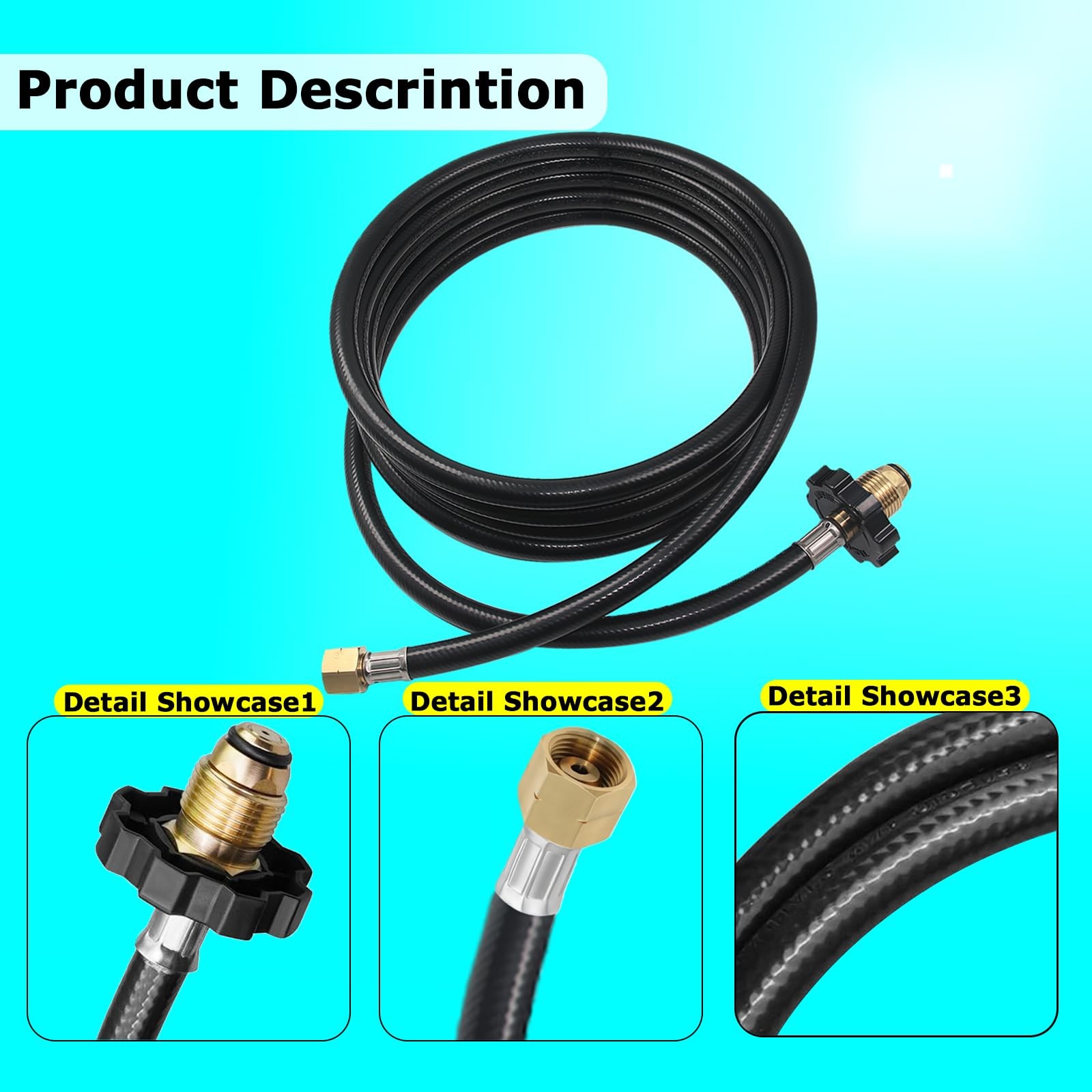 12FT Propane Torch Hose, G3/8″-19 Thread Weed Burner Flame 12 Feet, ‎Black