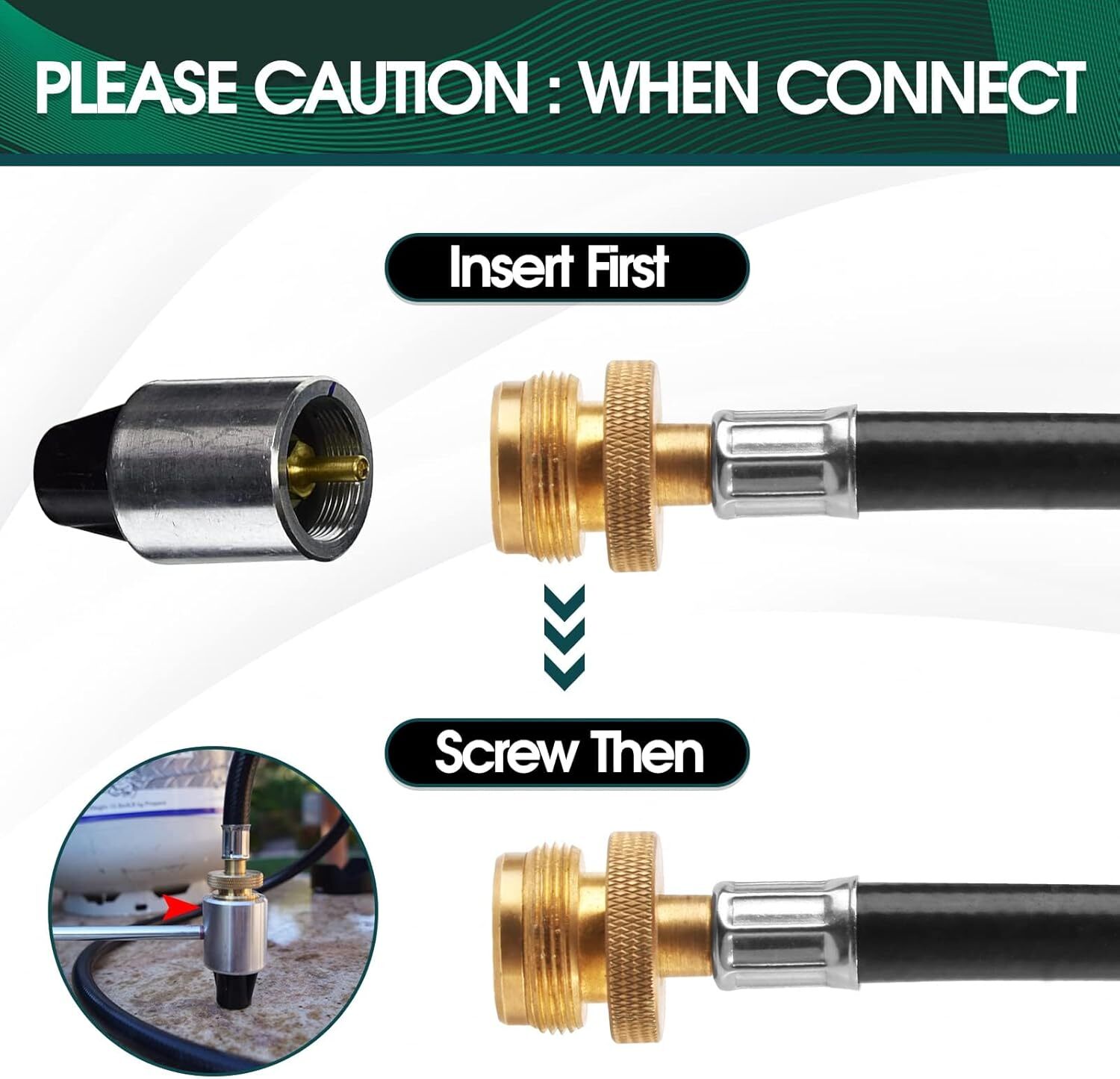 8FT Propane Tank Adapter 1-20lb Converter, Propane Converter Hose for QCC1/Type1