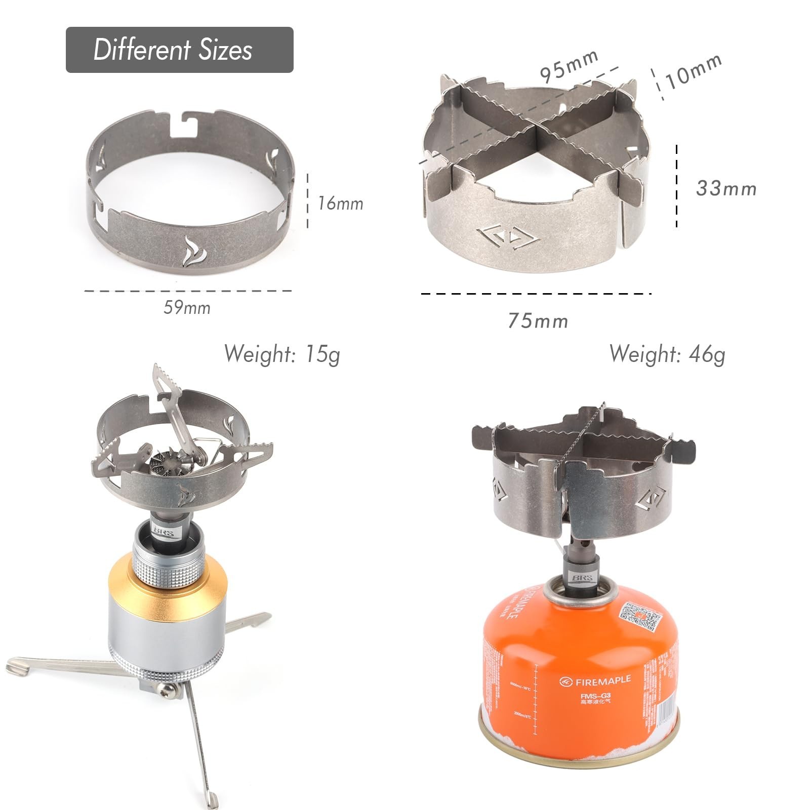 BRS Stove BRS-3000T Stove and Windscreen Ring Combo Set with Cross-stand Tita…