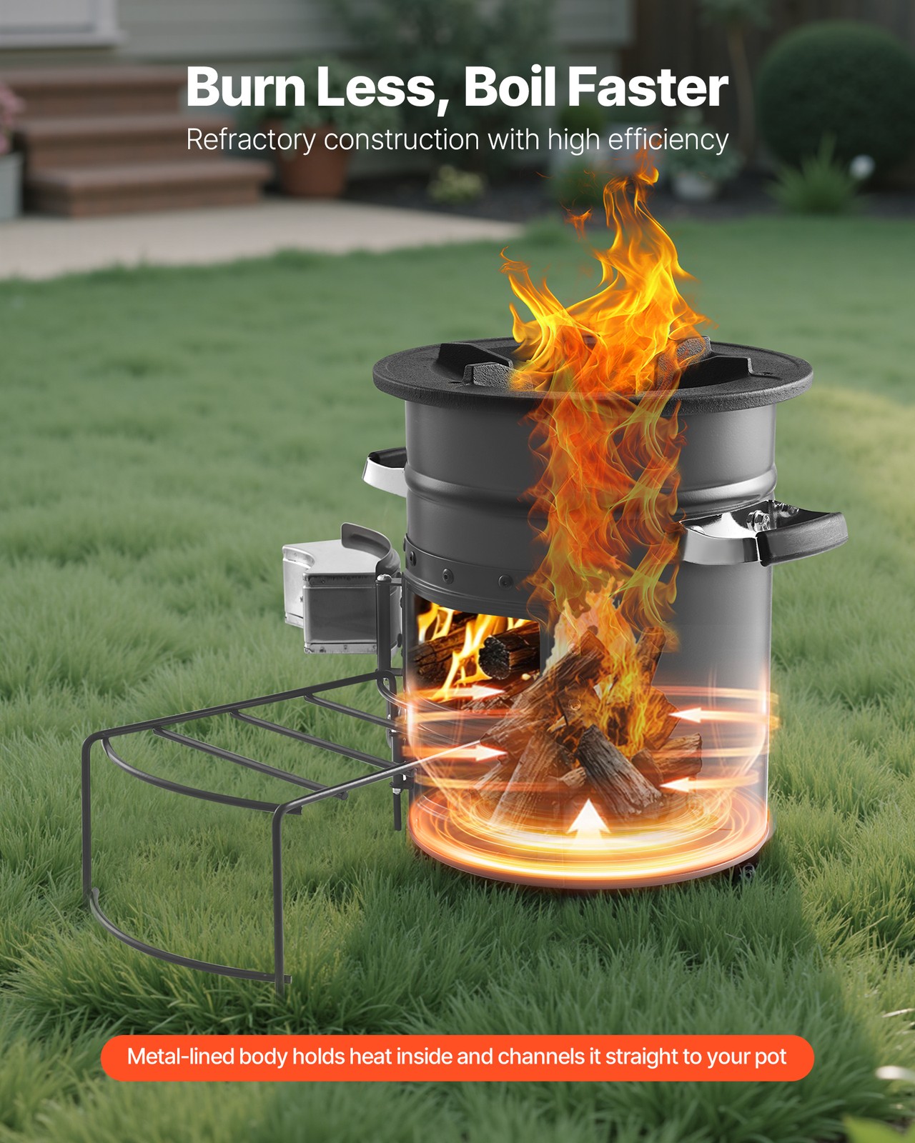 VEVOR Camping Rocket Stove Wood Burning Portable Rocket Stove with Double Door