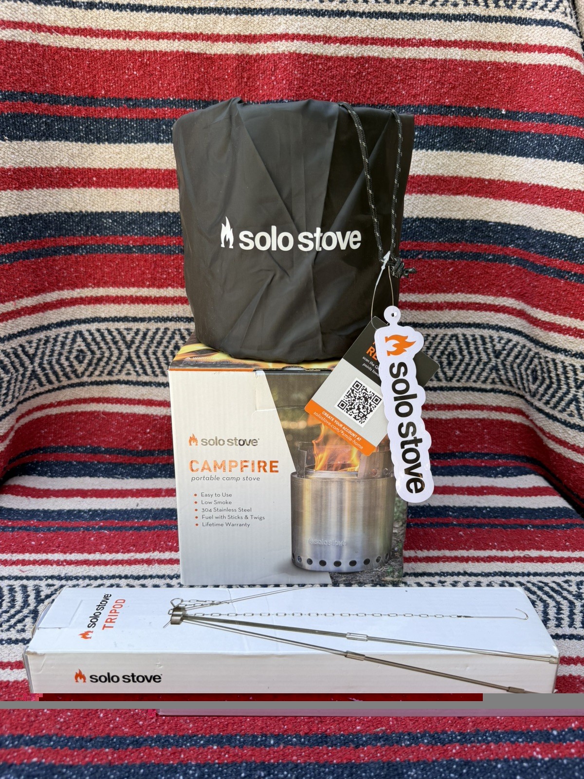 Solo Stove Campfire Portable Camp Stove + Tripod Accessory NEW Unused Complete!